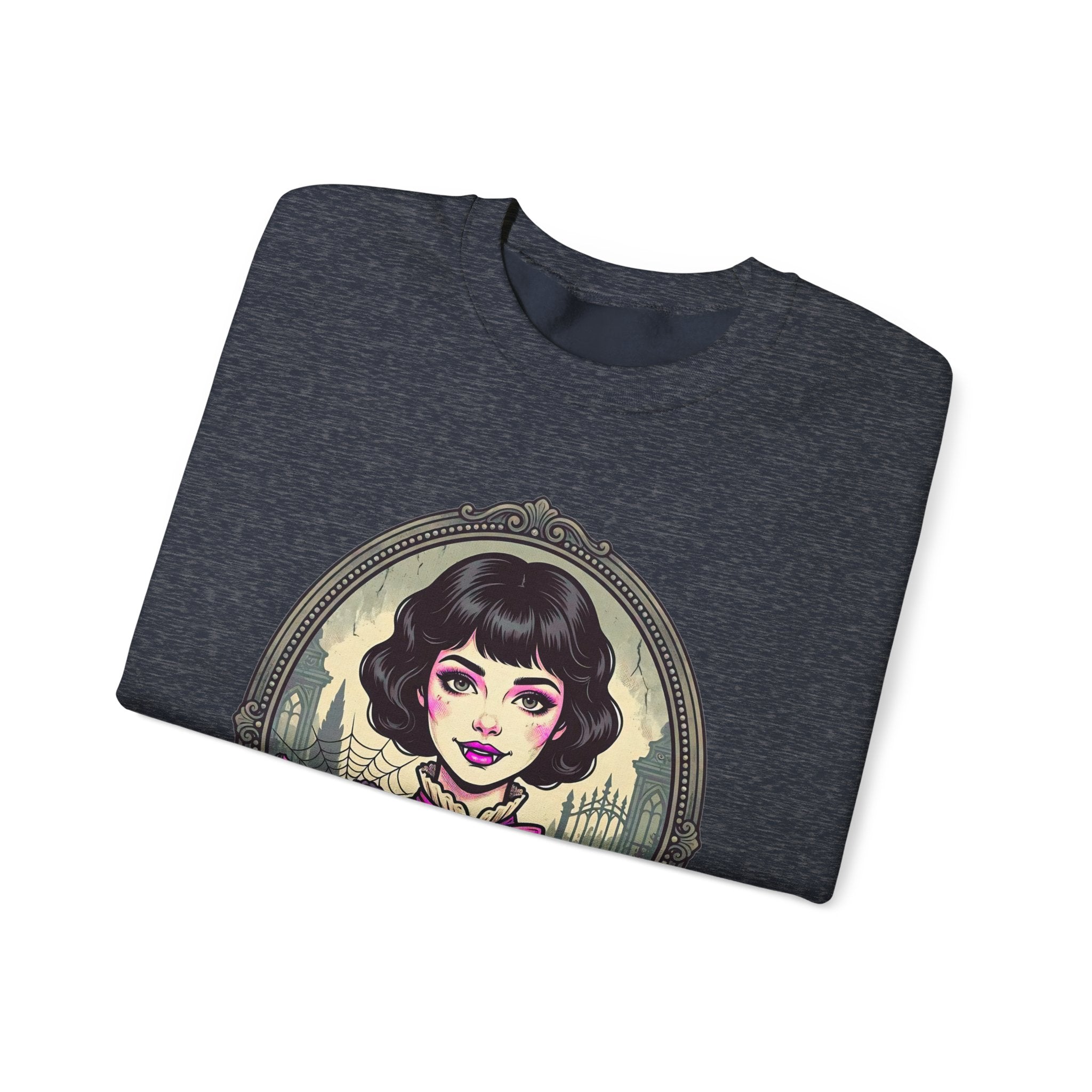 Horror Girl Crewneck Sweatshirt — "Pretty Girls Love Horror" Retro Goth Pullover