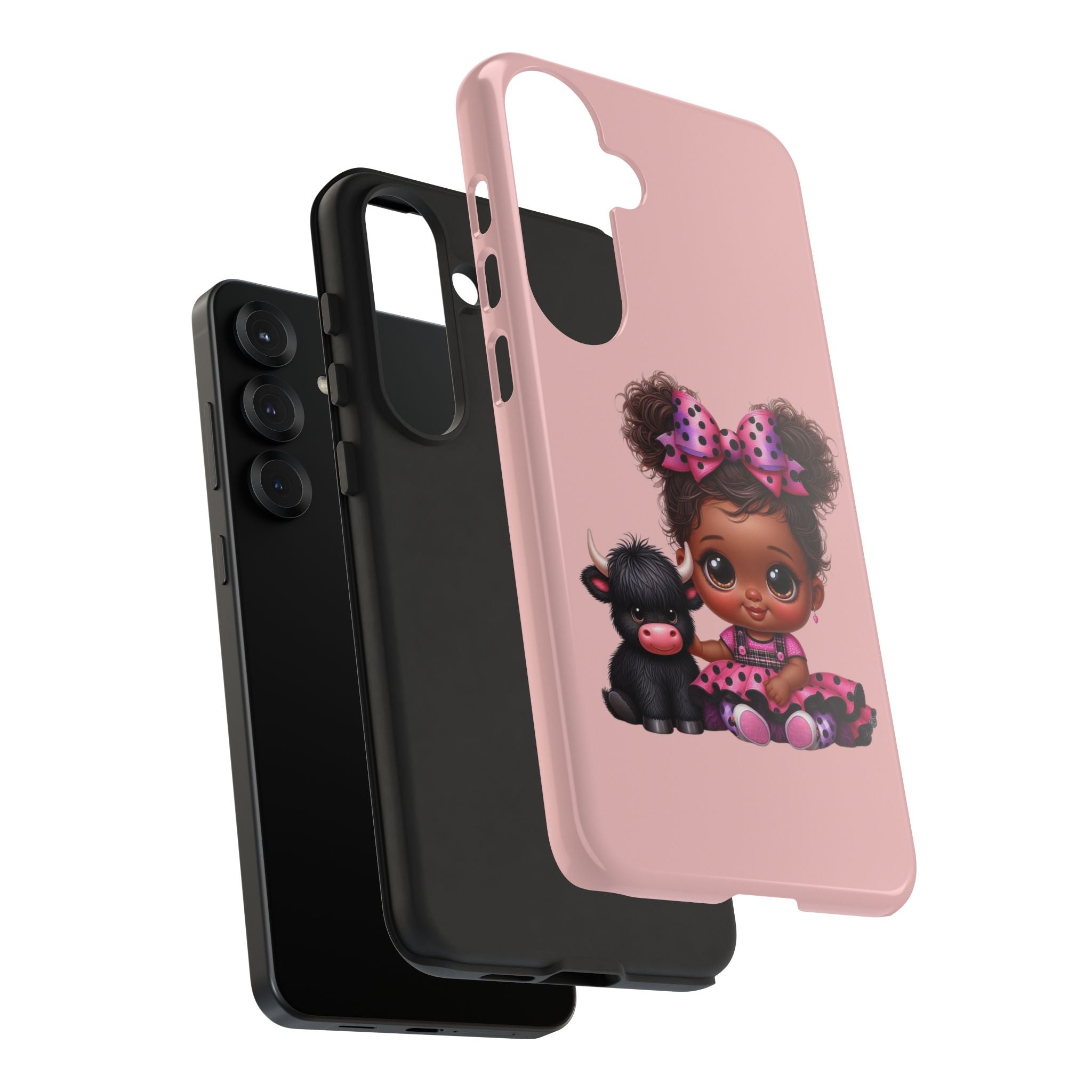 Cute Baby Girl with Plush Cow Phone Case