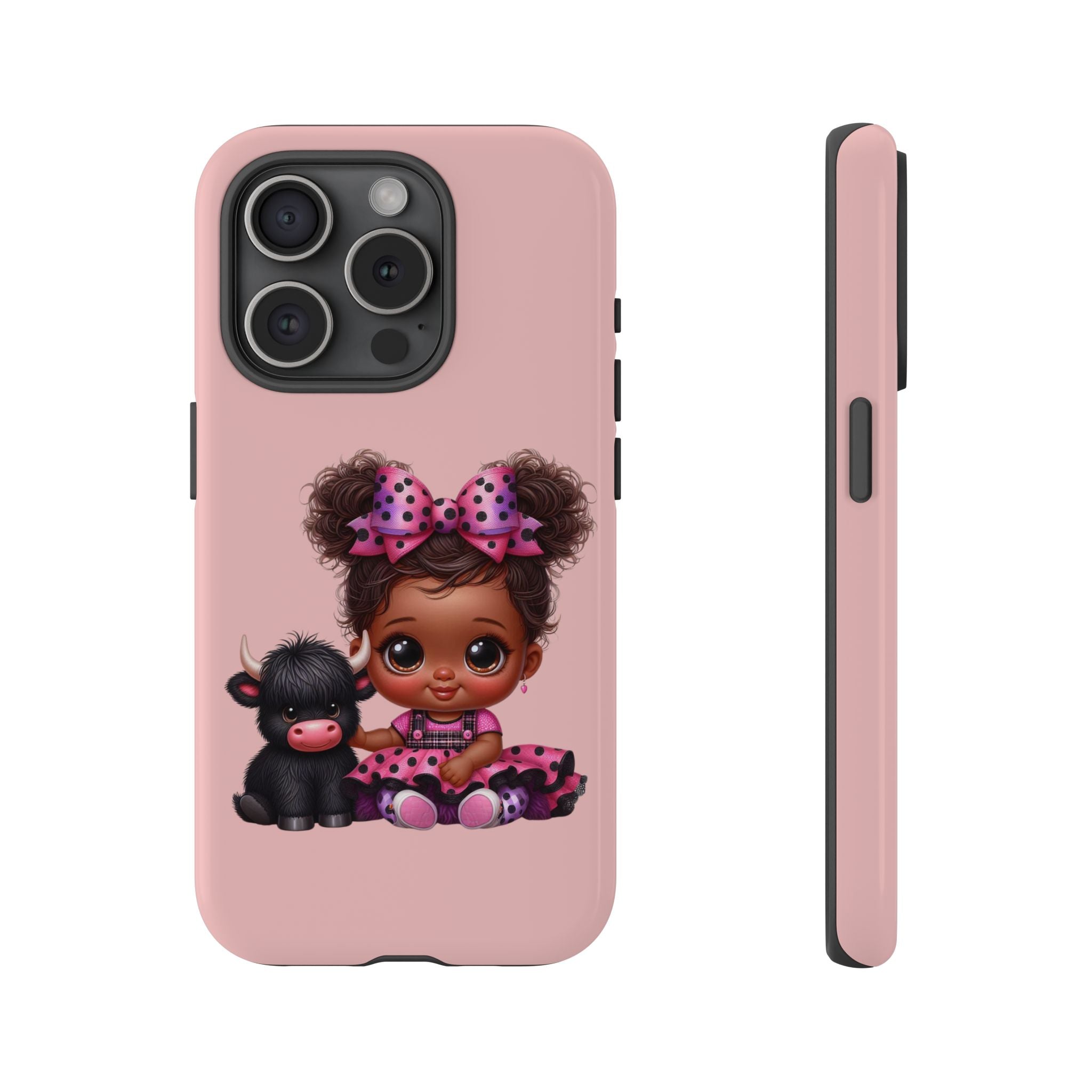 Cute Baby Girl with Plush Cow Phone Case