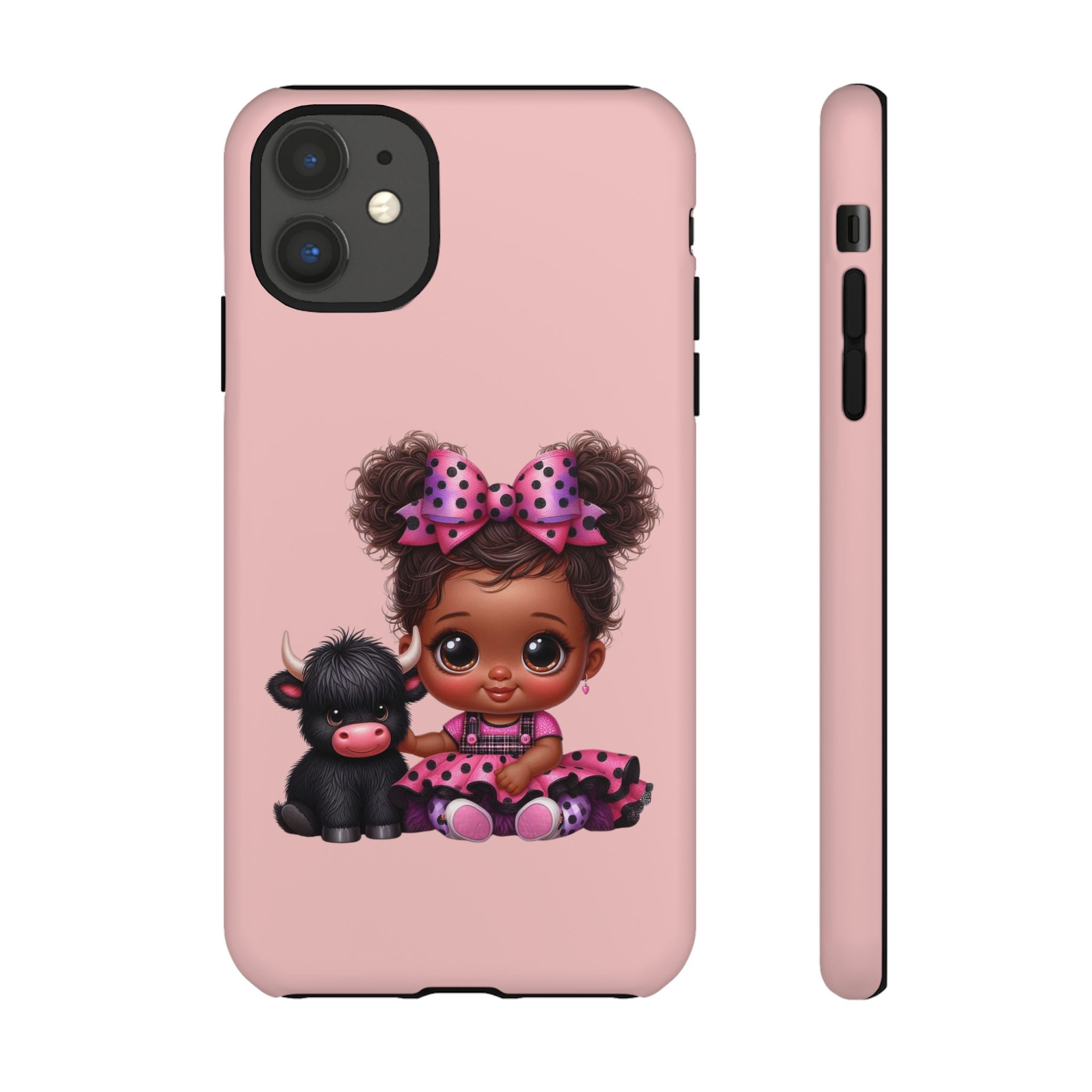 Cute Baby Girl with Plush Cow Phone Case