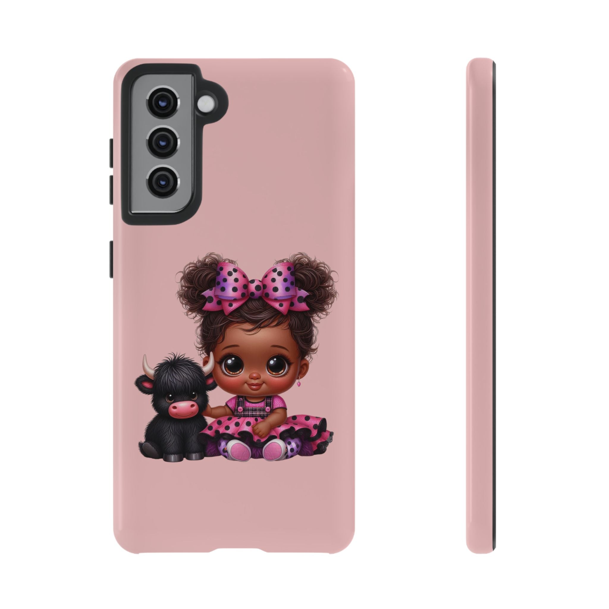 Cute Baby Girl with Plush Cow Phone Case