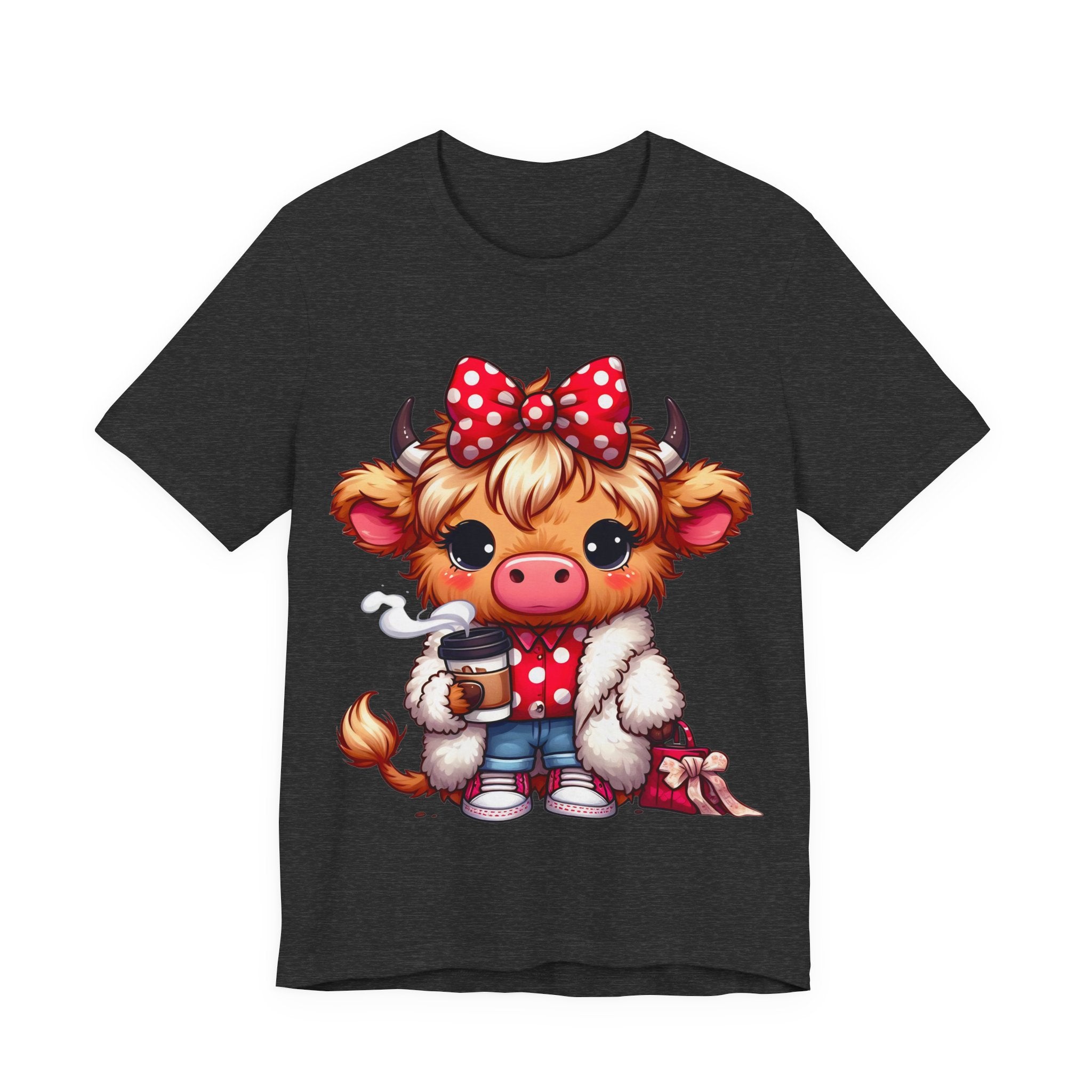 Cow Cute Tee — Cozy Cow with Coffee Graphic T-Shirt