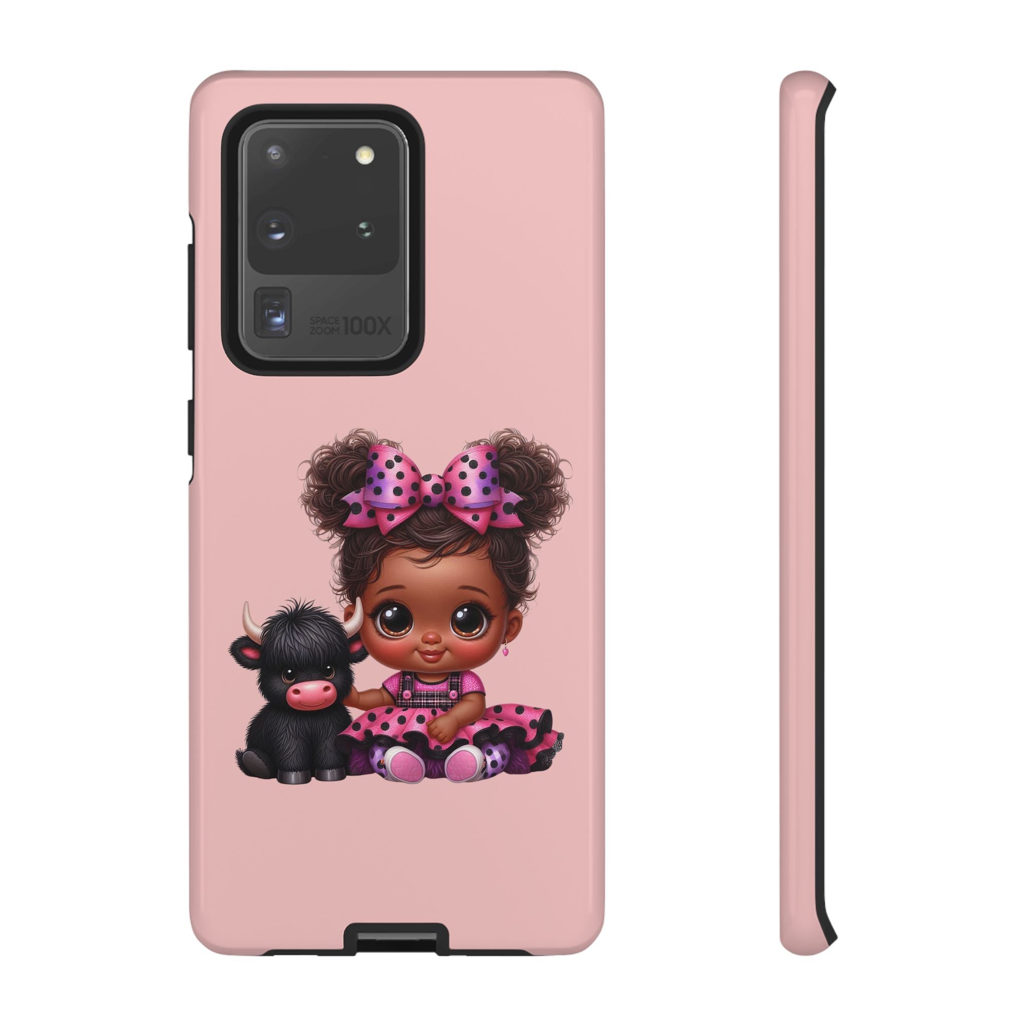 Cute Baby Girl with Plush Cow Phone Case