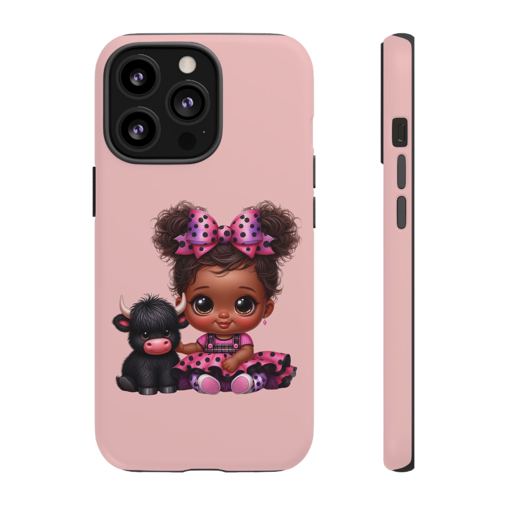 Cute Baby Girl with Plush Cow Phone Case