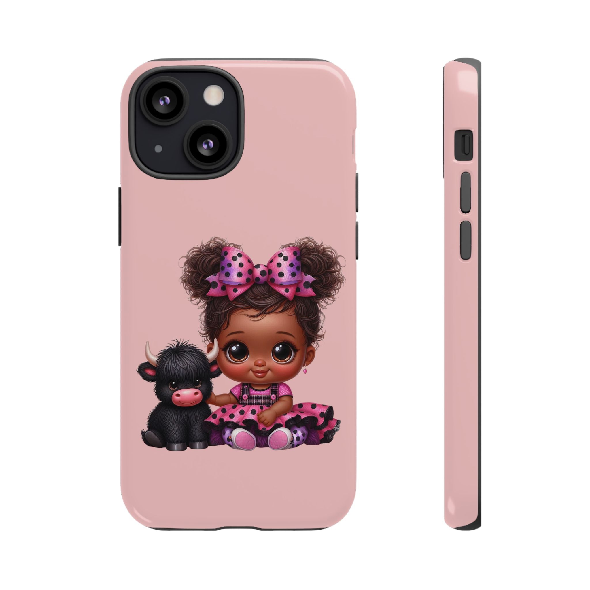 Cute Baby Girl with Plush Cow Phone Case