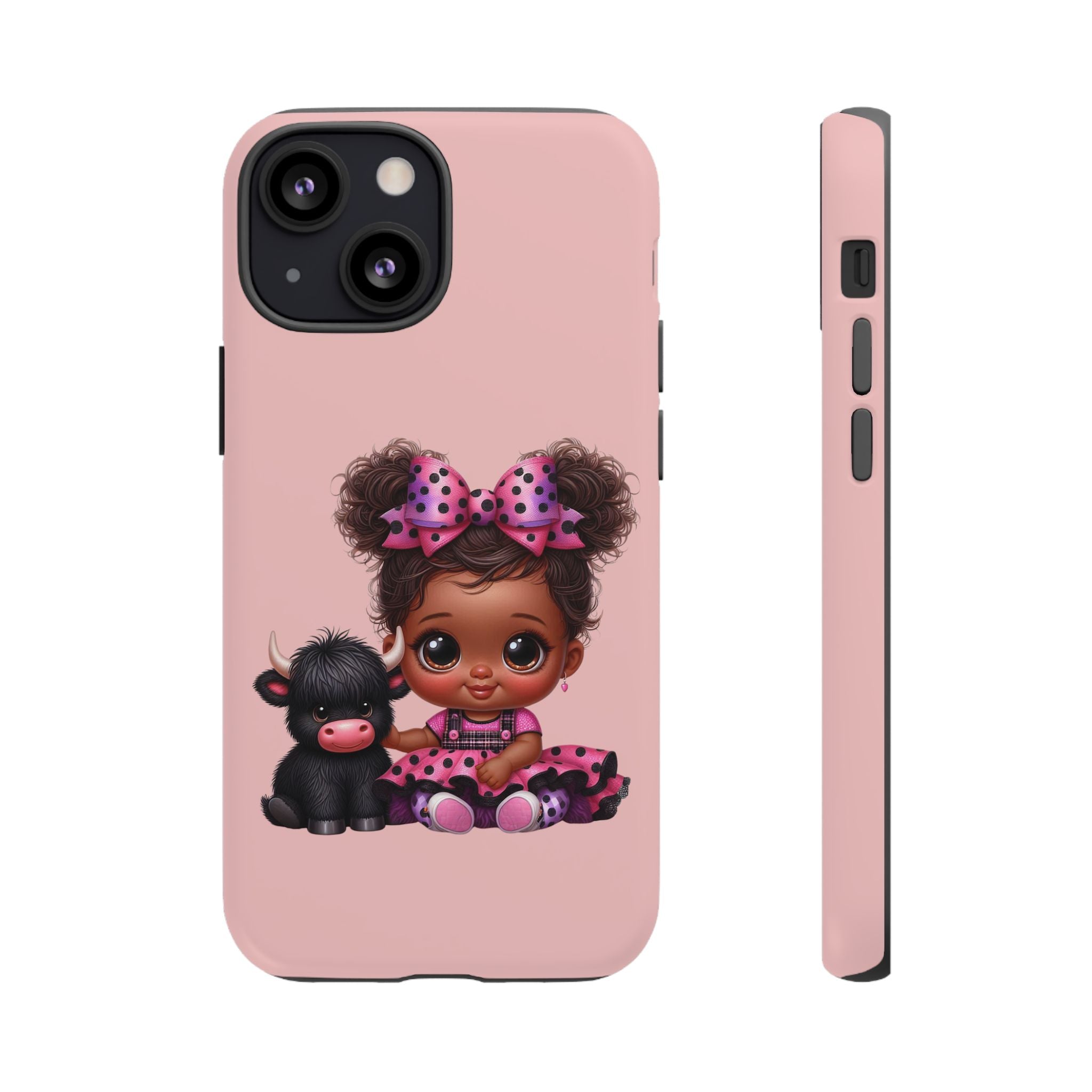 Cute Baby Girl with Plush Cow Phone Case