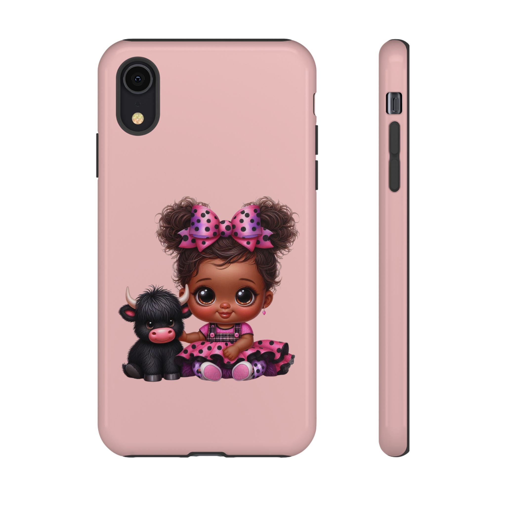 Cute Baby Girl with Plush Cow Phone Case