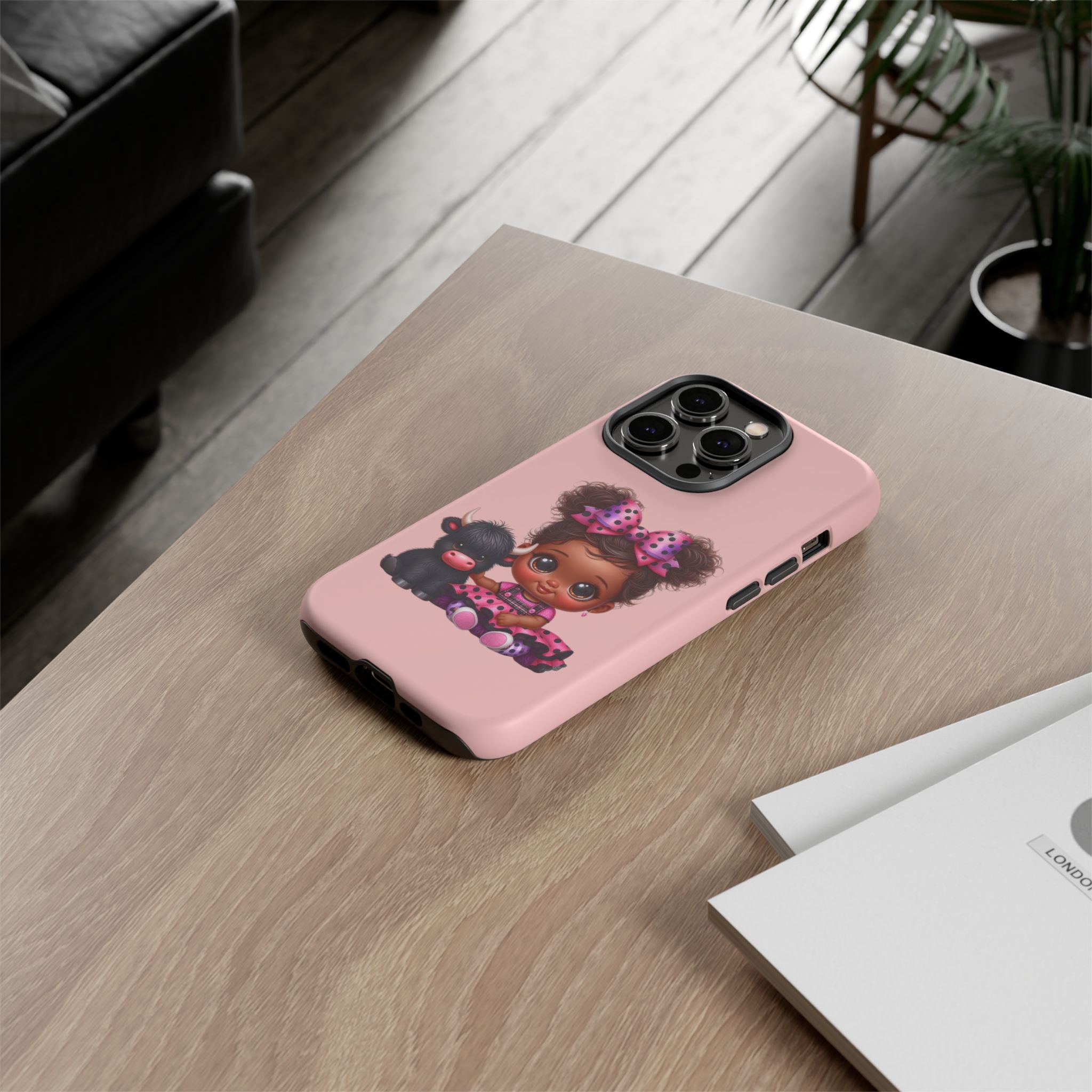 Cute Baby Girl with Plush Cow Phone Case