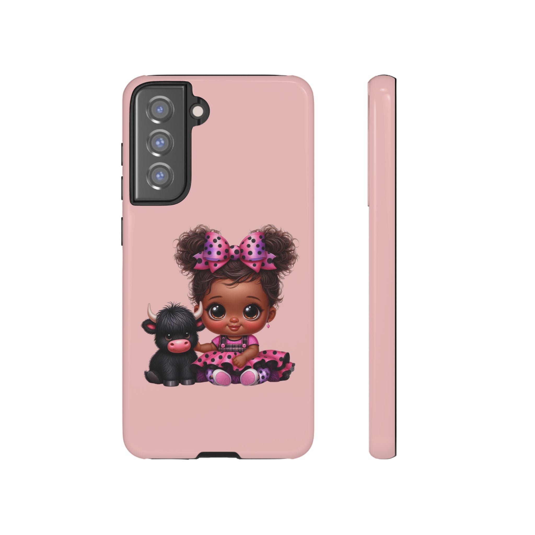 Cute Baby Girl with Plush Cow Phone Case