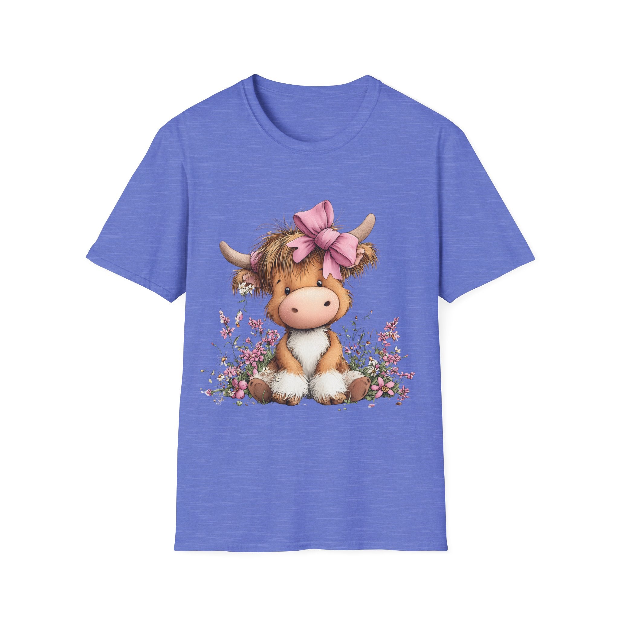 Cute Highland Cow Tee — Pink Bow Calf T-Shirt
