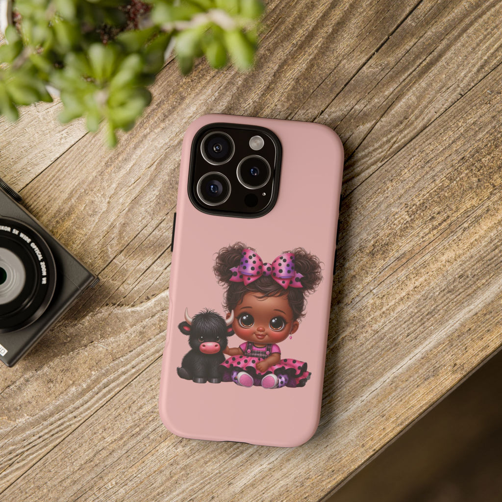 Cute Baby Girl with Plush Cow Phone Case
