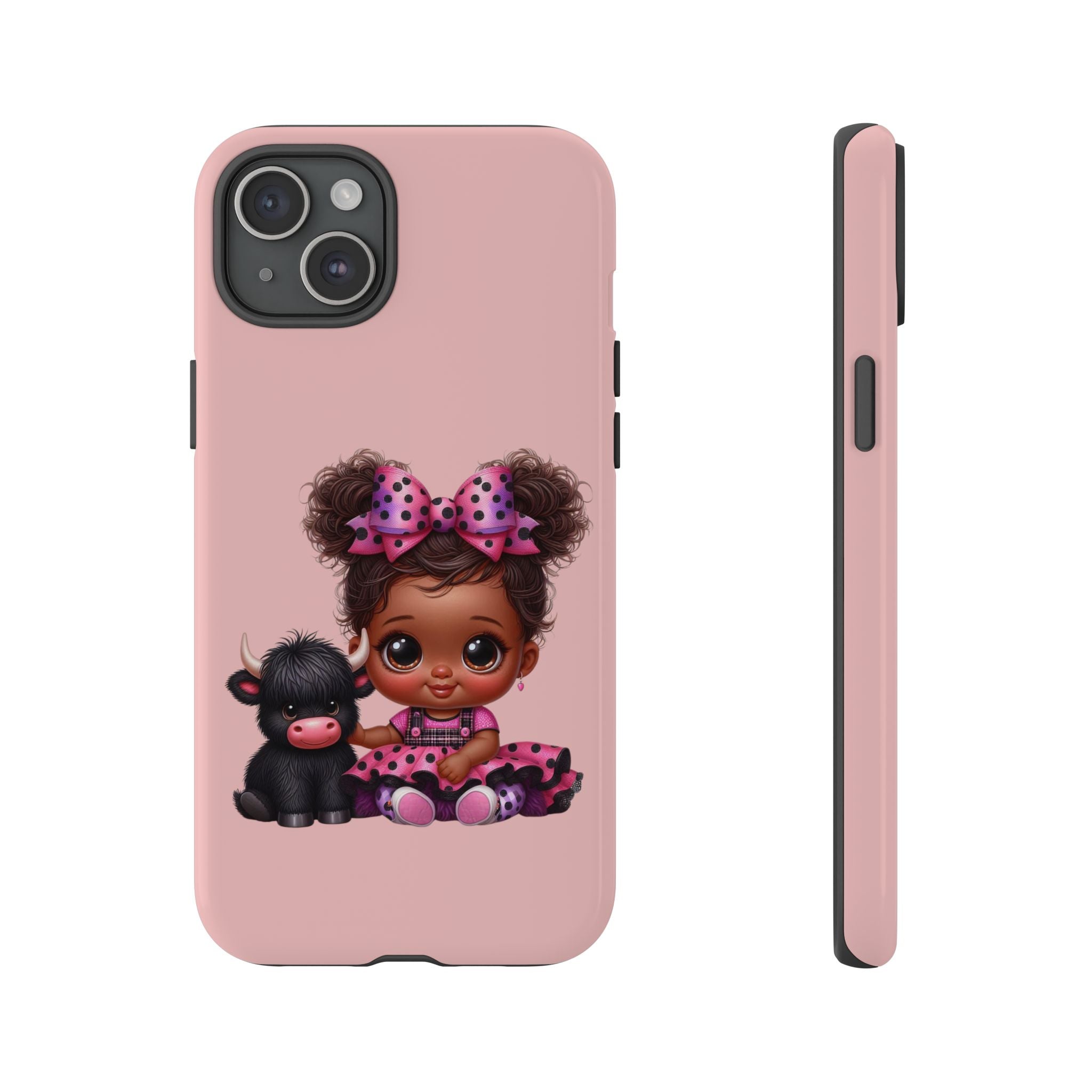 Cute Baby Girl with Plush Cow Phone Case