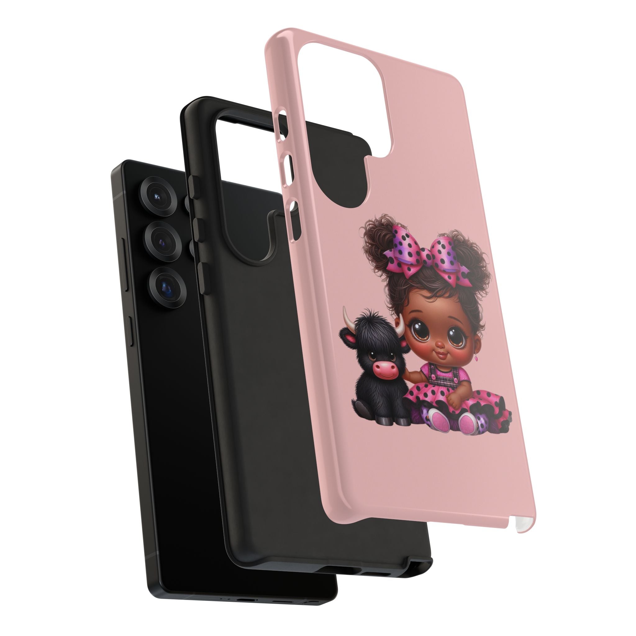 Cute Baby Girl with Plush Cow Phone Case