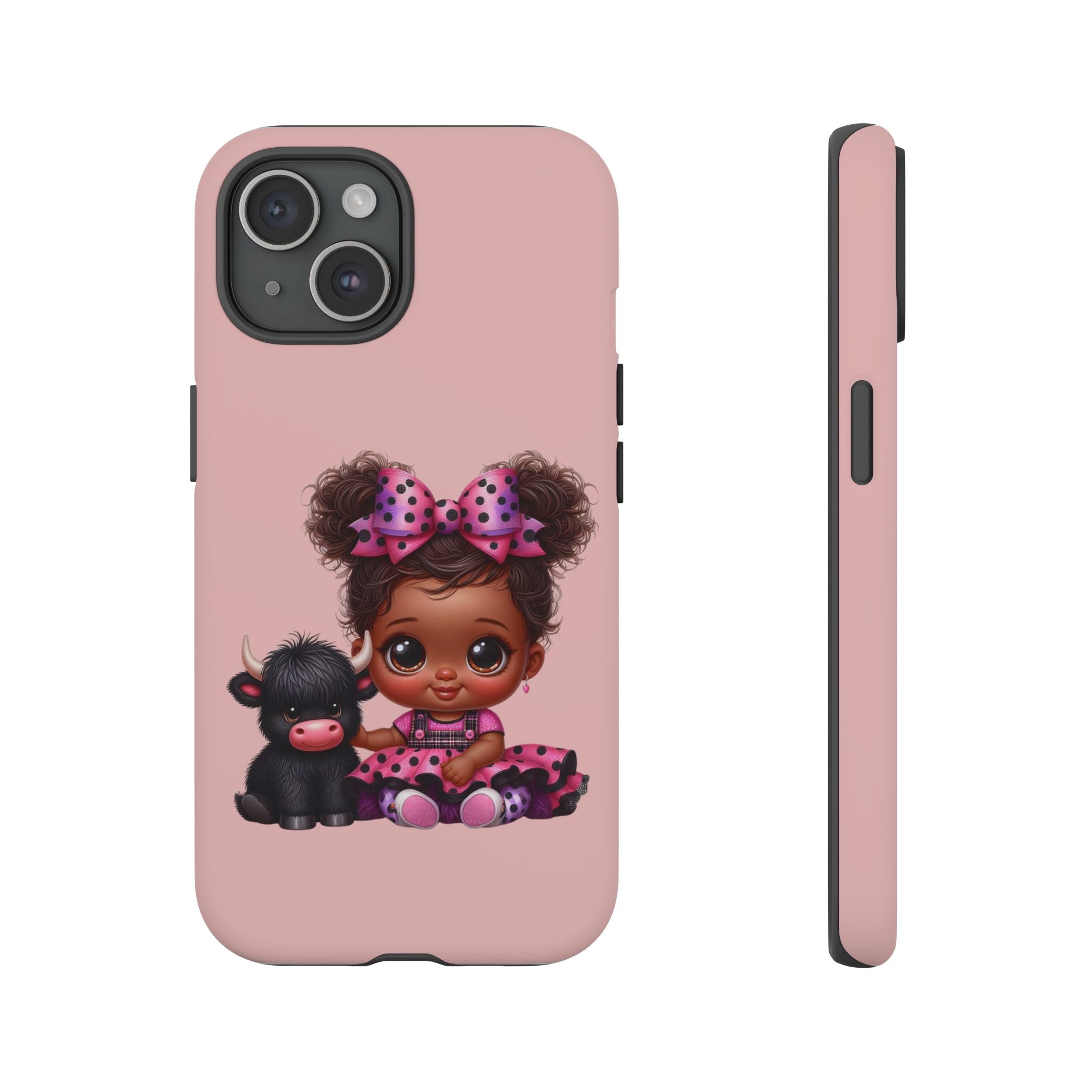 Cute Baby Girl with Plush Cow Phone Case
