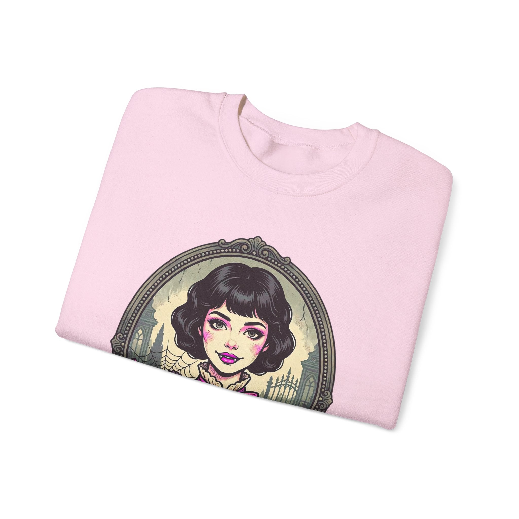 Horror Girl Crewneck Sweatshirt — "Pretty Girls Love Horror" Retro Goth Pullover