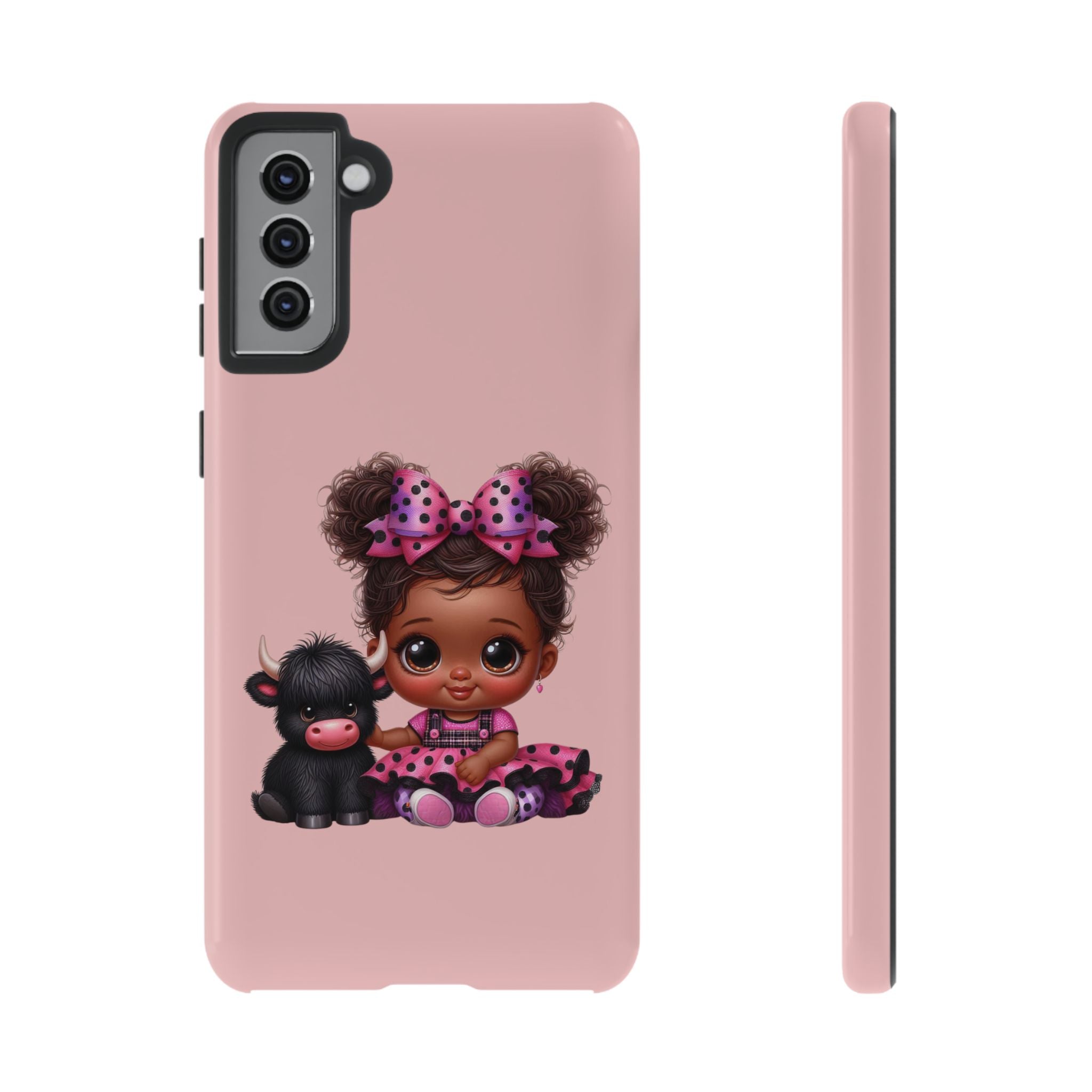 Cute Baby Girl with Plush Cow Phone Case