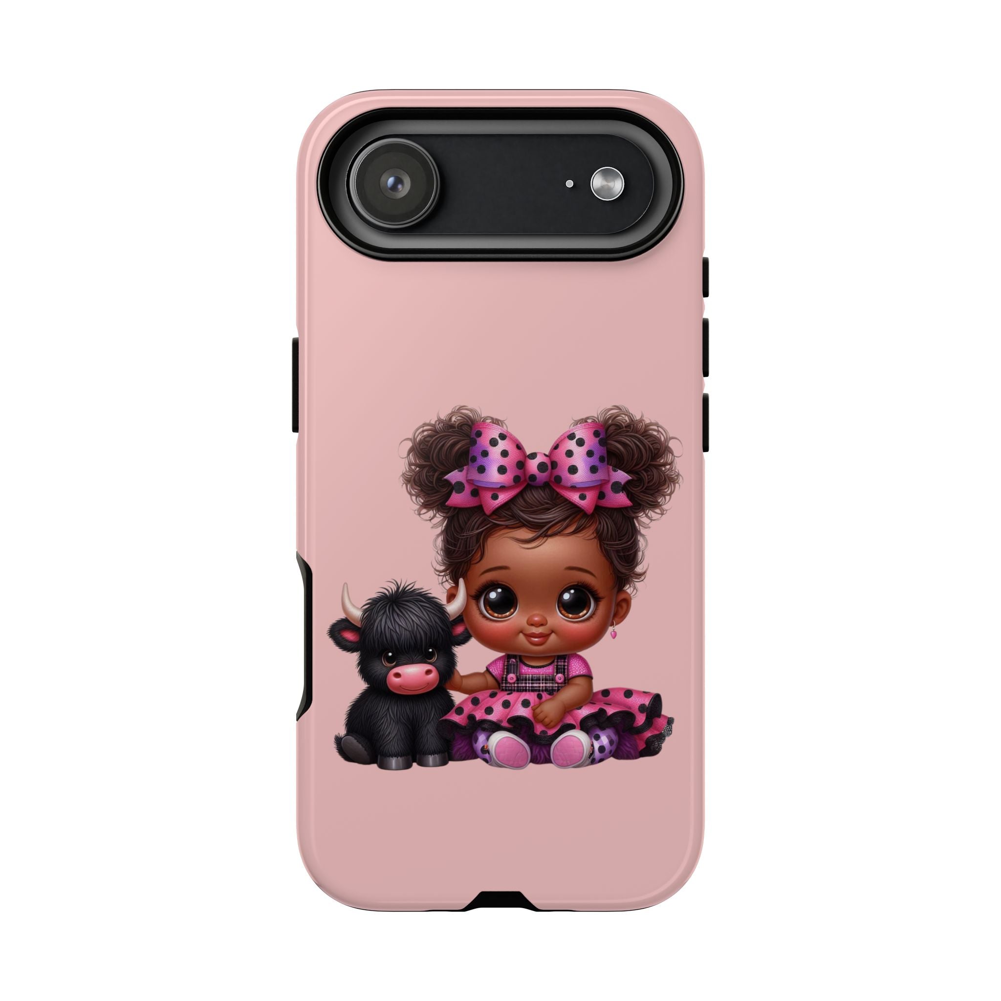 Cute Baby Girl with Plush Cow Phone Case