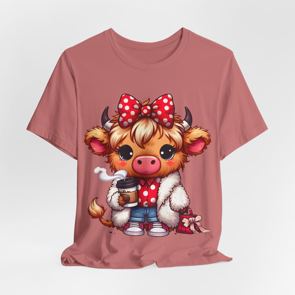Cow Cute Tee — Cozy Cow with Coffee Graphic T-Shirt