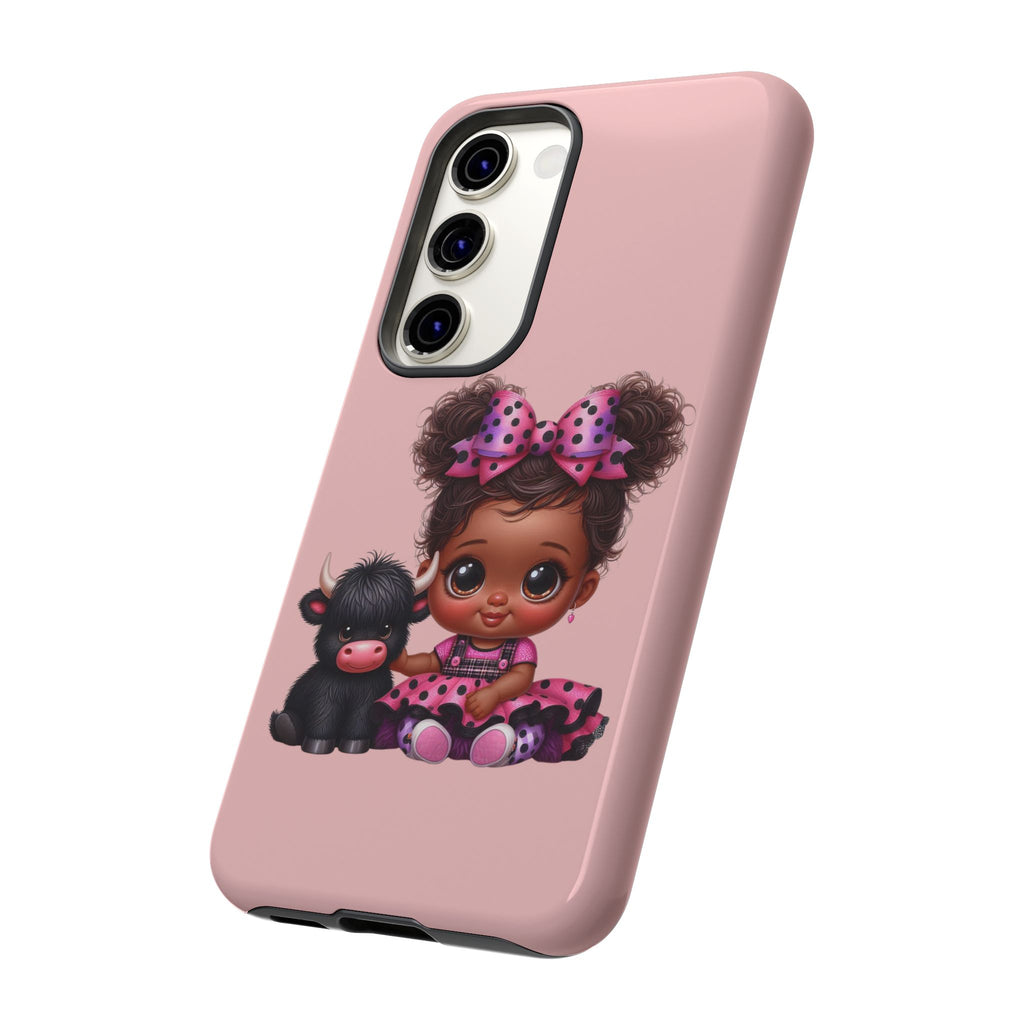Cute Baby Girl with Plush Cow Phone Case