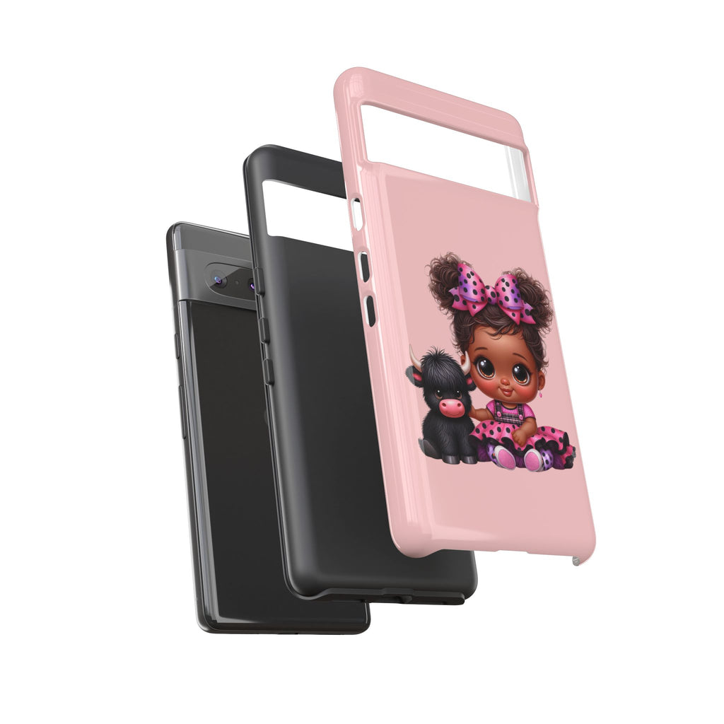 Cute Baby Girl with Plush Cow Phone Case