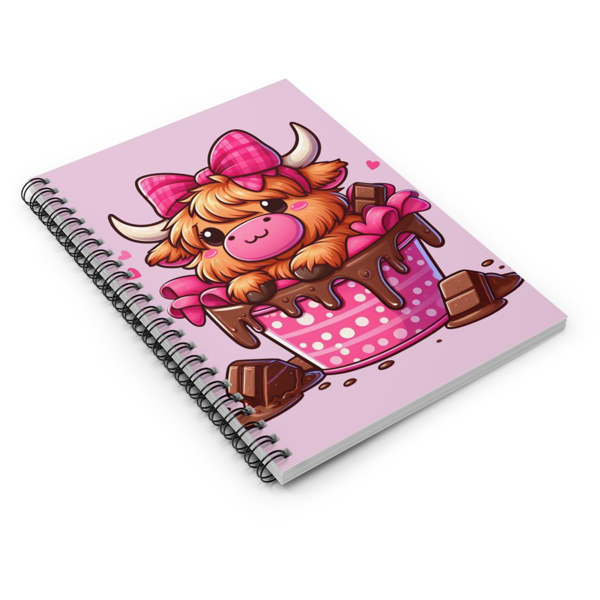 Cute Highland Cow Notebook — Floral Cowboy Hat Ruled Spiral Journal