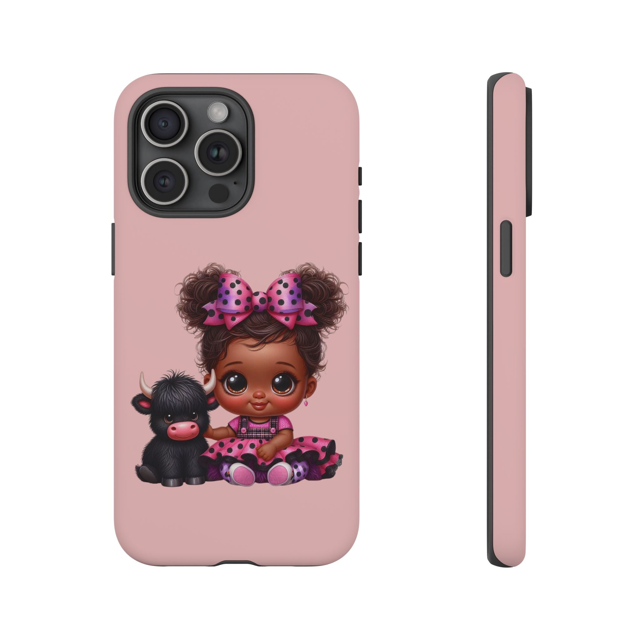 Cute Baby Girl with Plush Cow Phone Case