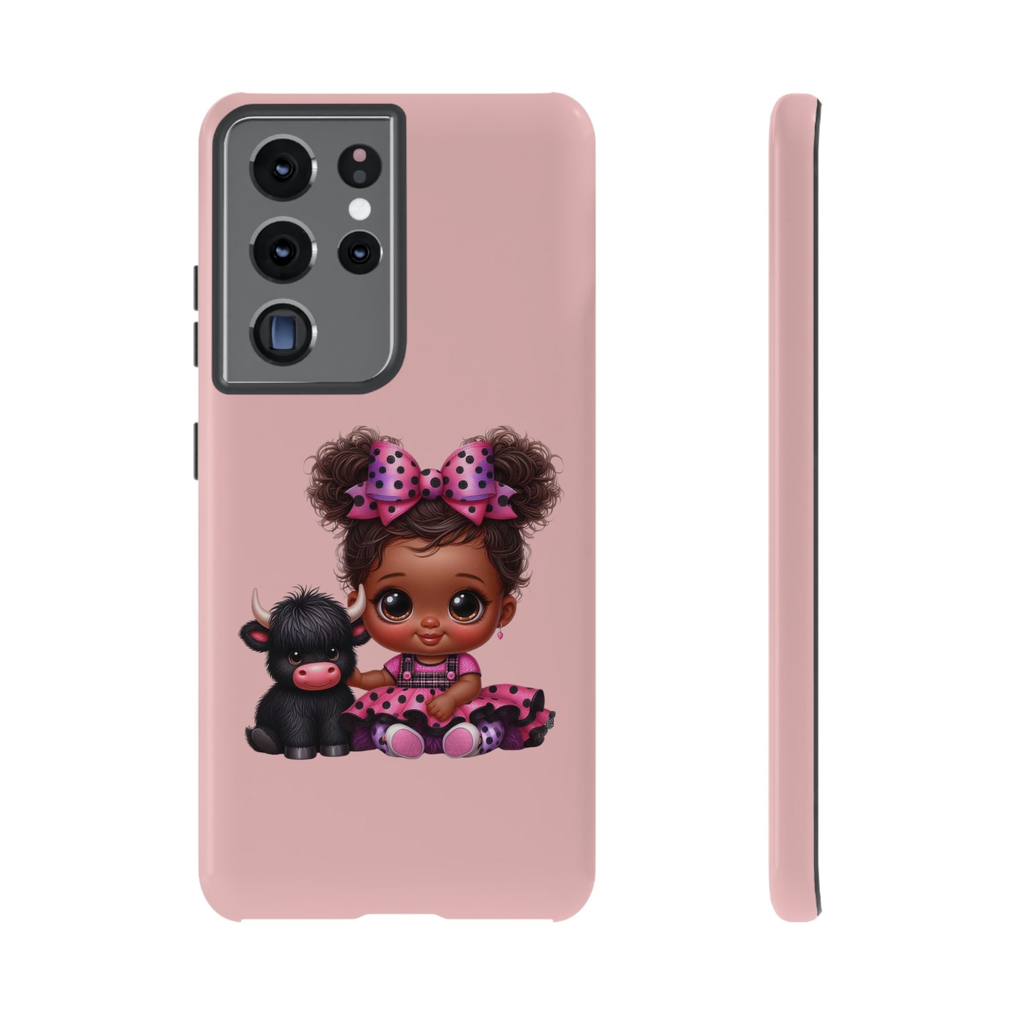 Cute Baby Girl with Plush Cow Phone Case