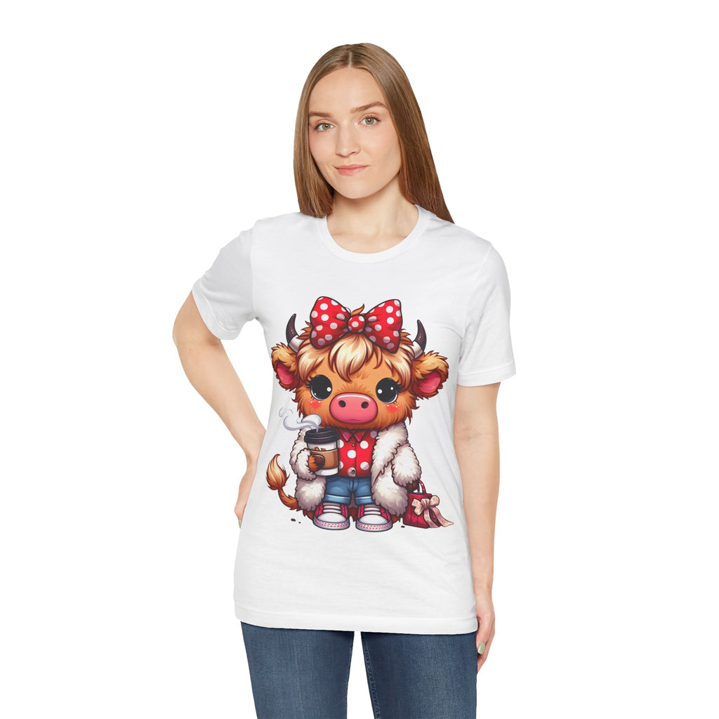 Cow Cute Tee — Cozy Cow with Coffee Graphic T-Shirt