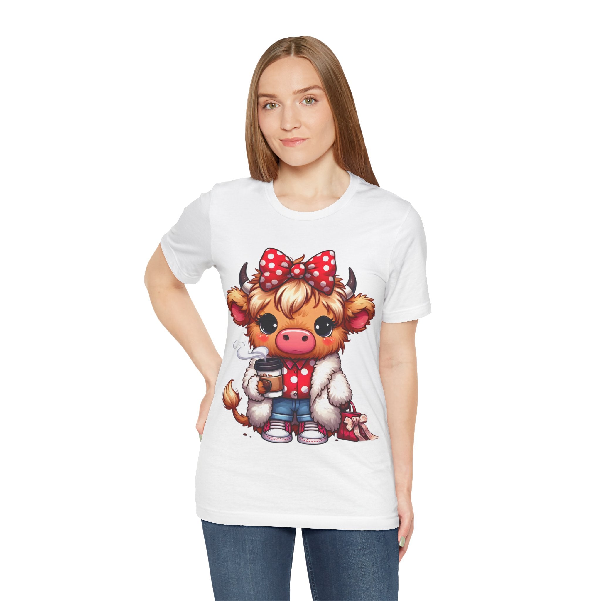 Cow Cute Tee — Cozy Cow with Coffee Graphic T-Shirt