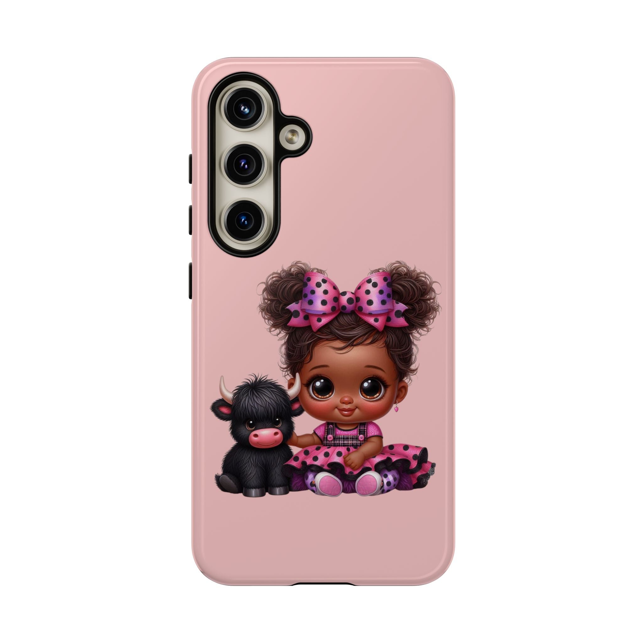 Cute Baby Girl with Plush Cow Phone Case