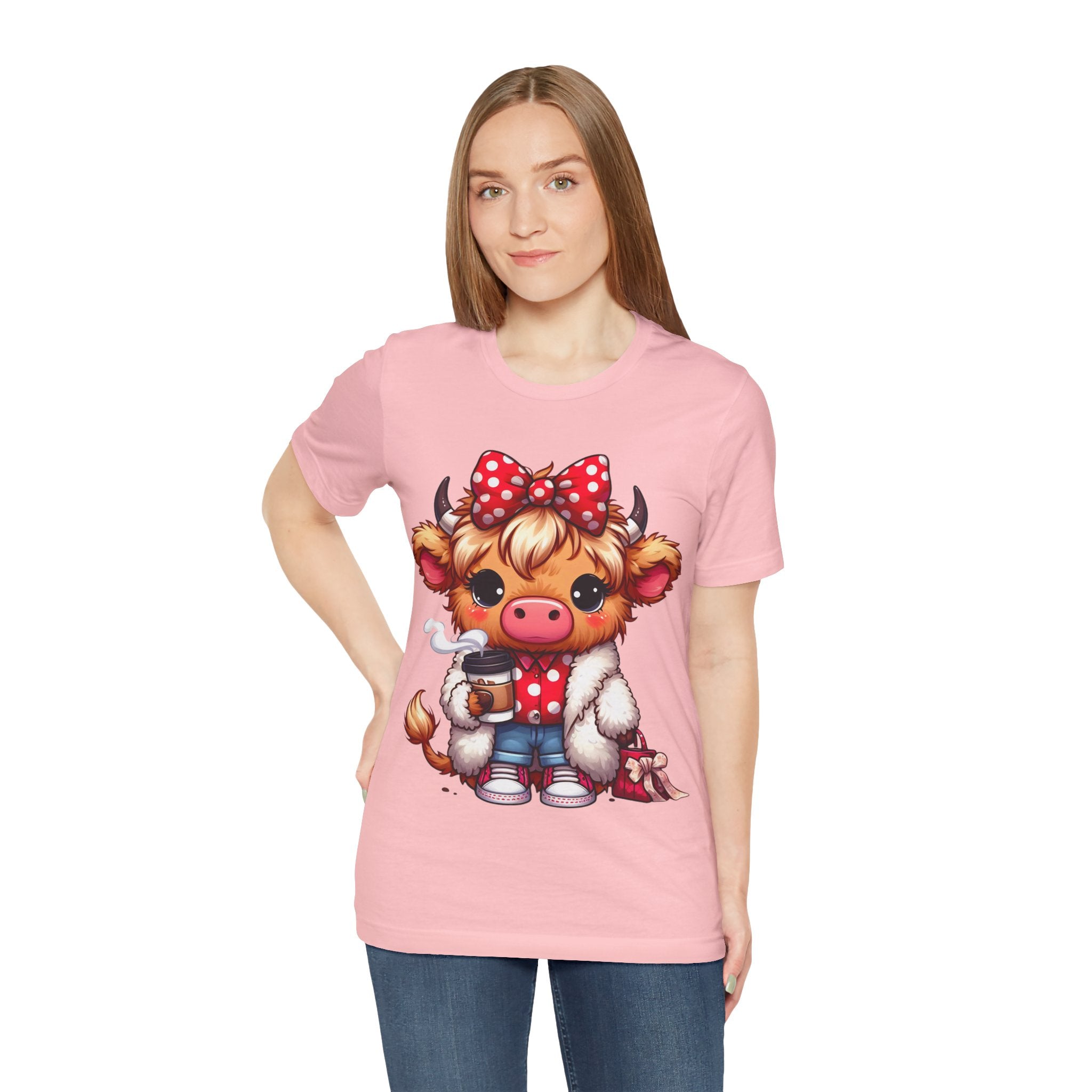 Cow Cute Tee — Cozy Cow with Coffee Graphic T-Shirt