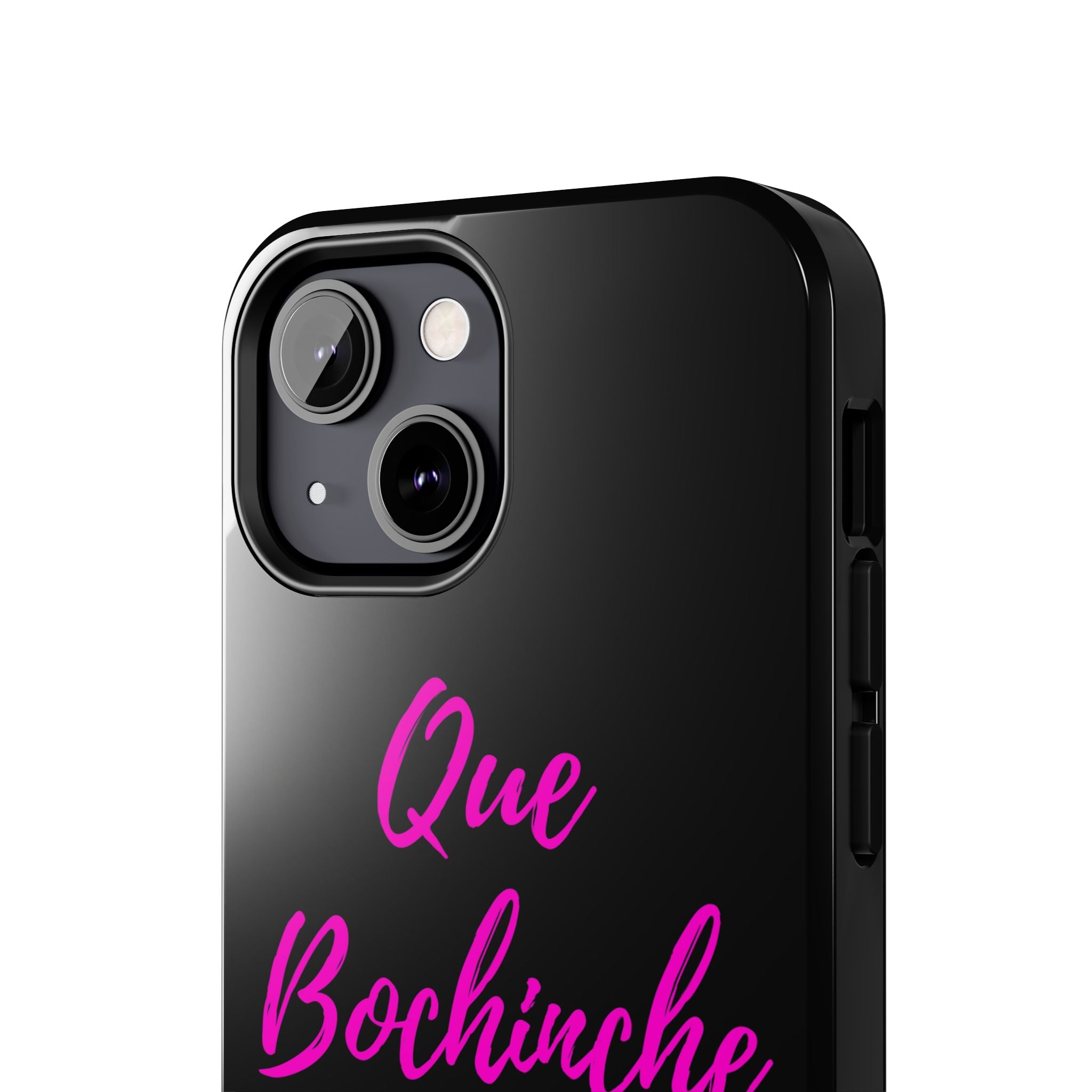 Que Bochinche Phone Case — Pink Script & Bow Tough Protective Cover