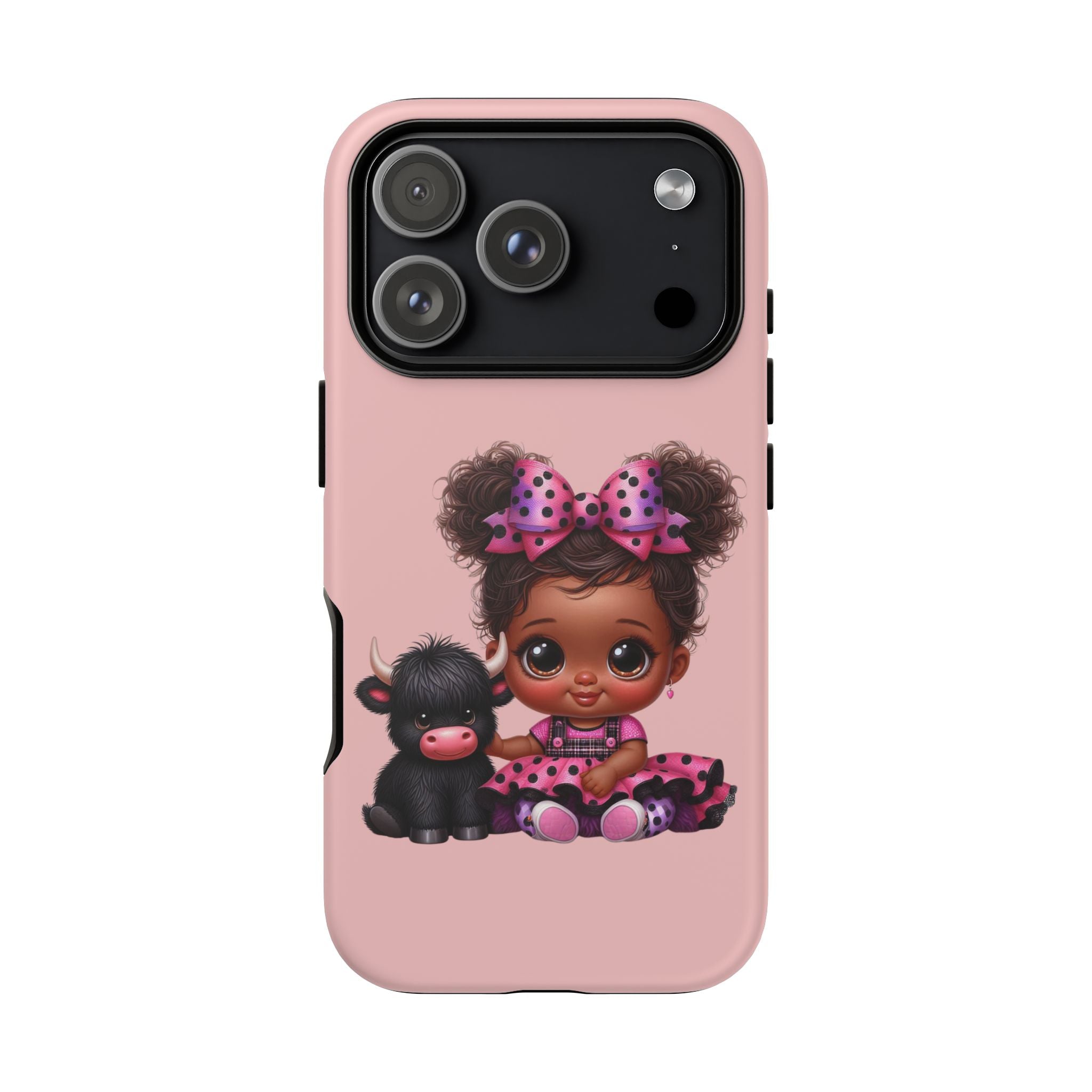 Cute Baby Girl with Plush Cow Phone Case