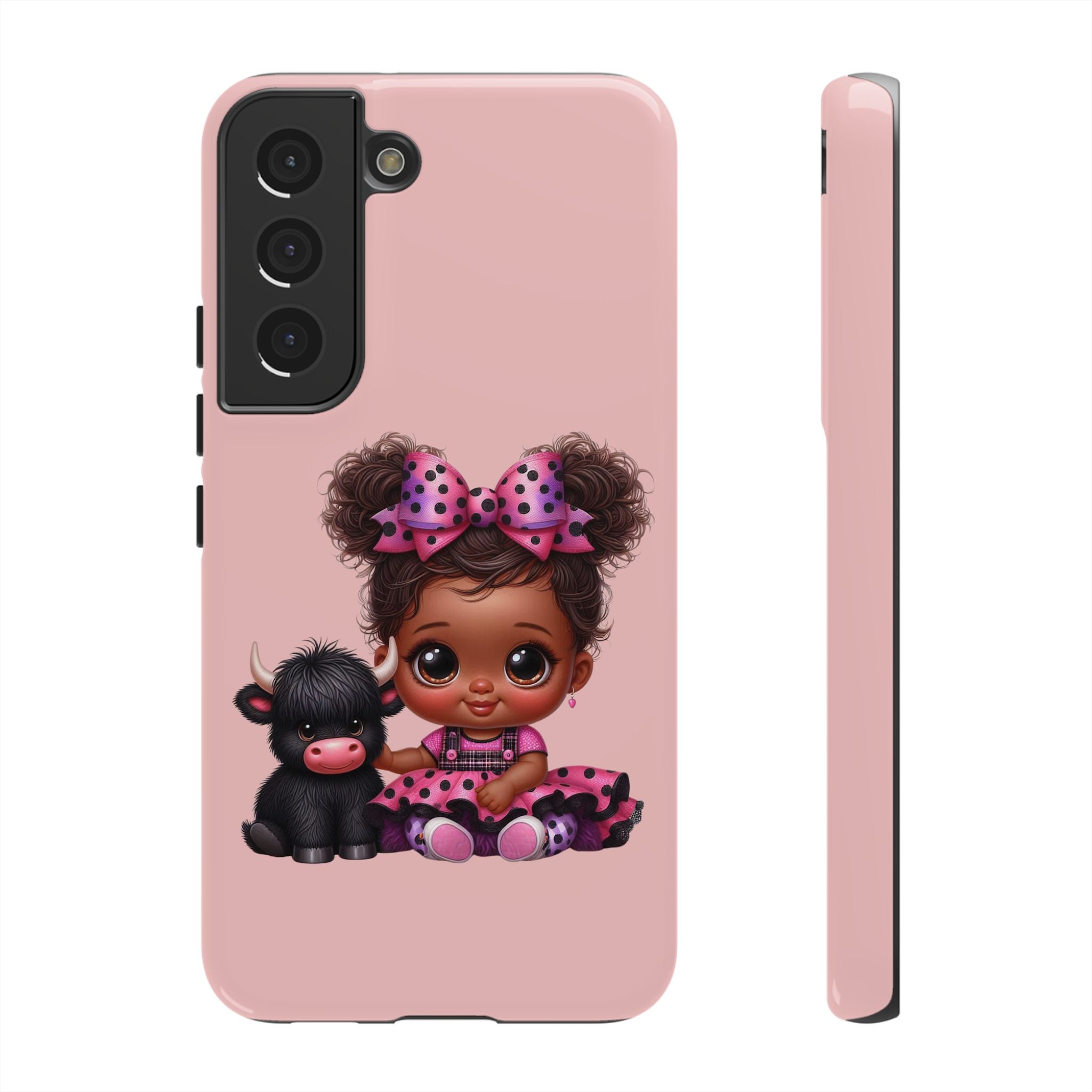 Cute Baby Girl with Plush Cow Phone Case