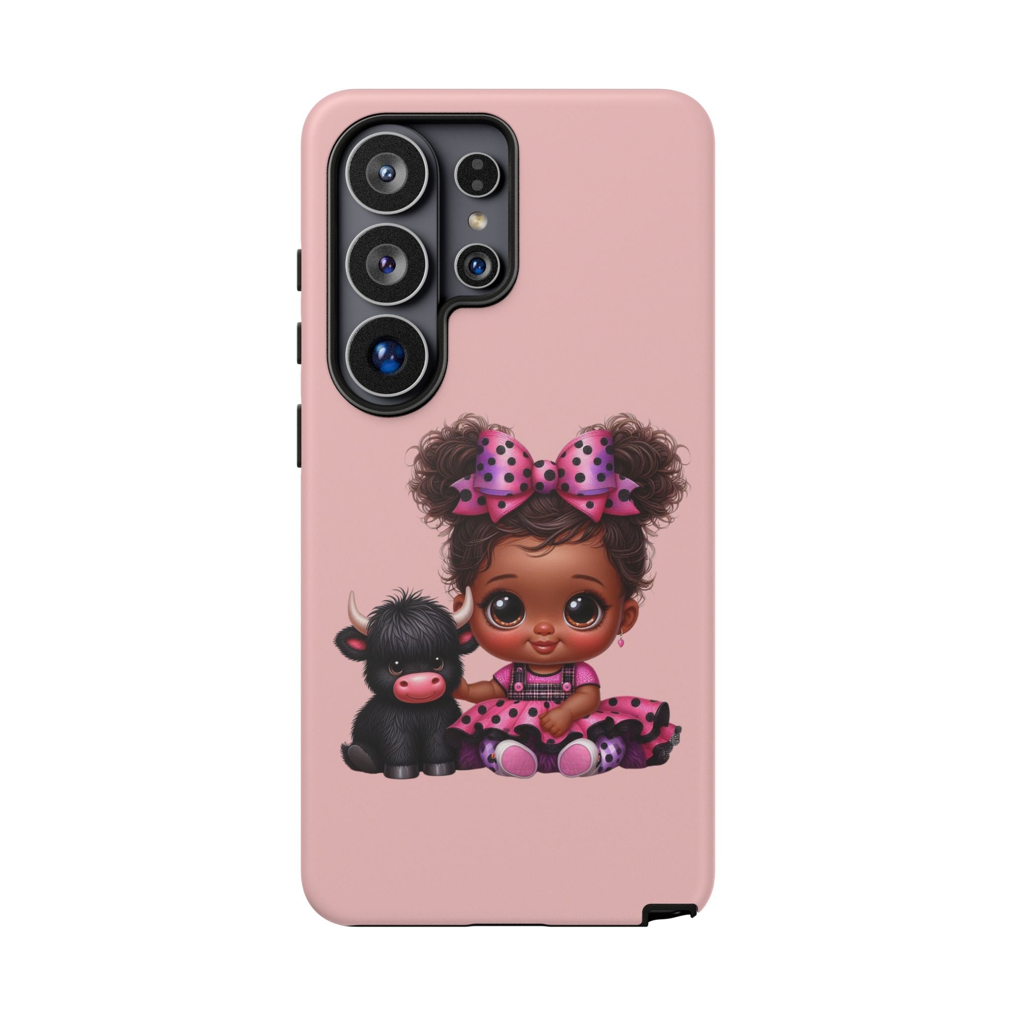 Cute Baby Girl with Plush Cow Phone Case