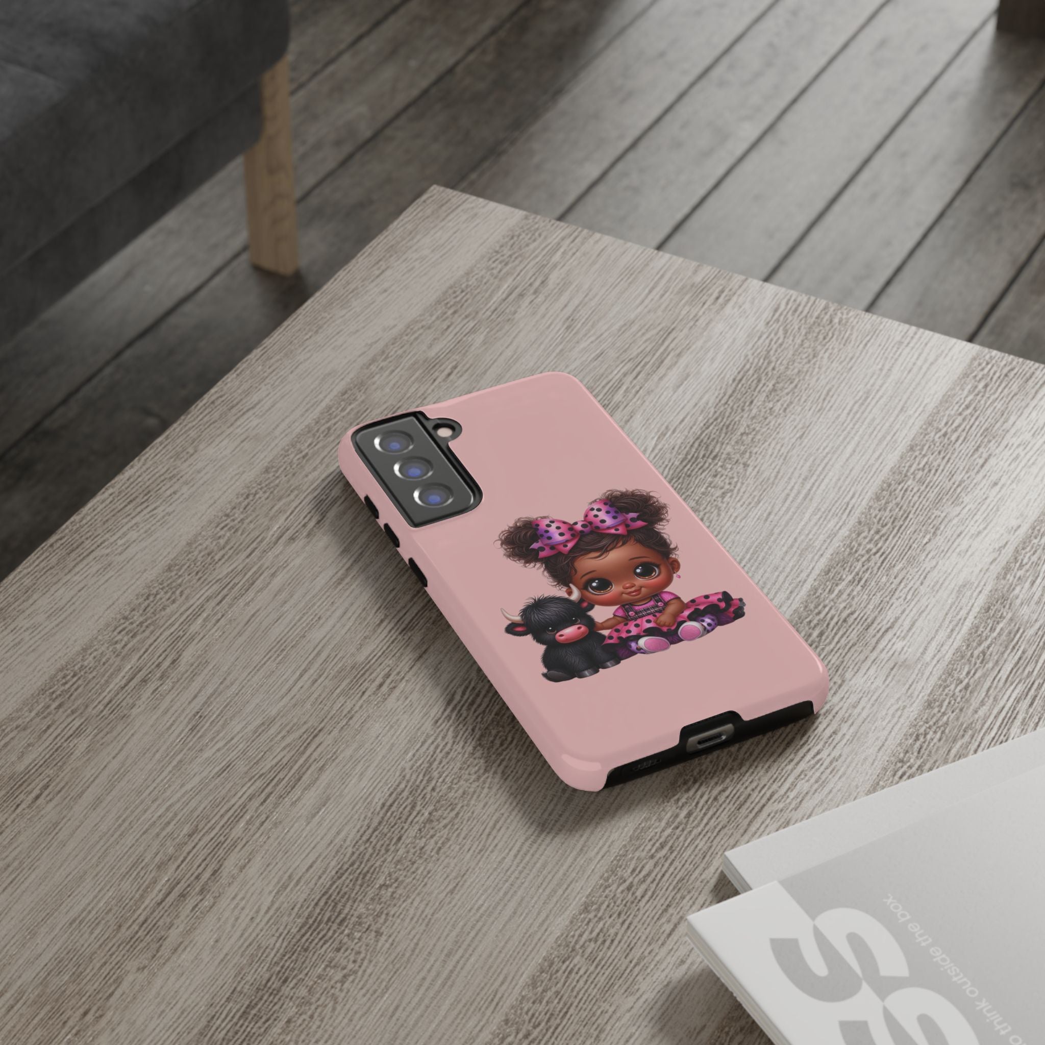 Cute Baby Girl with Plush Cow Phone Case