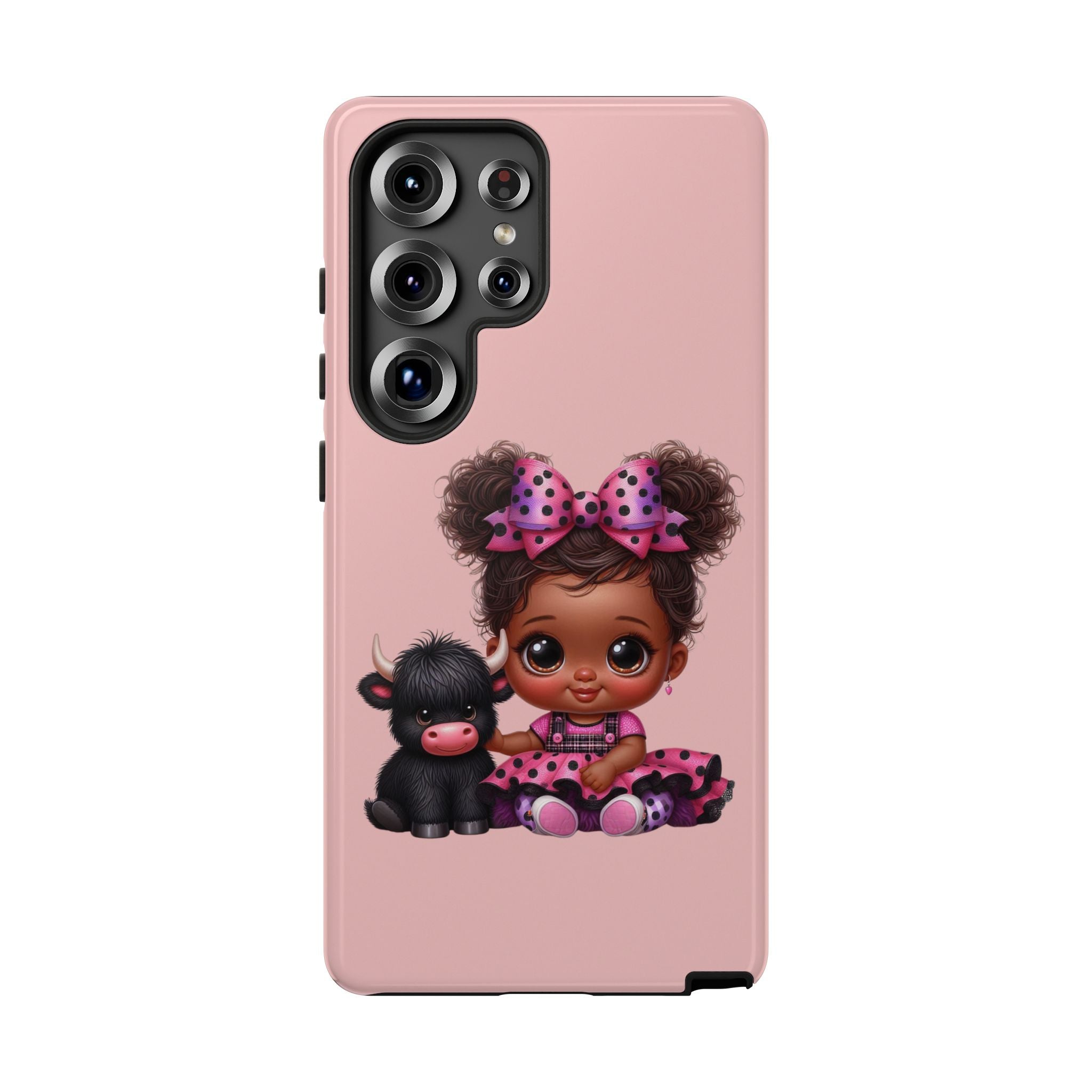 Cute Baby Girl with Plush Cow Phone Case