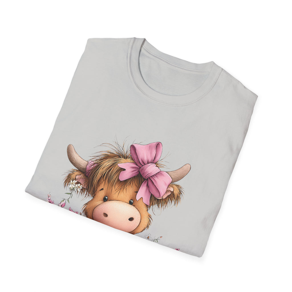 Cute Highland Cow Tee — Pink Bow Calf T-Shirt