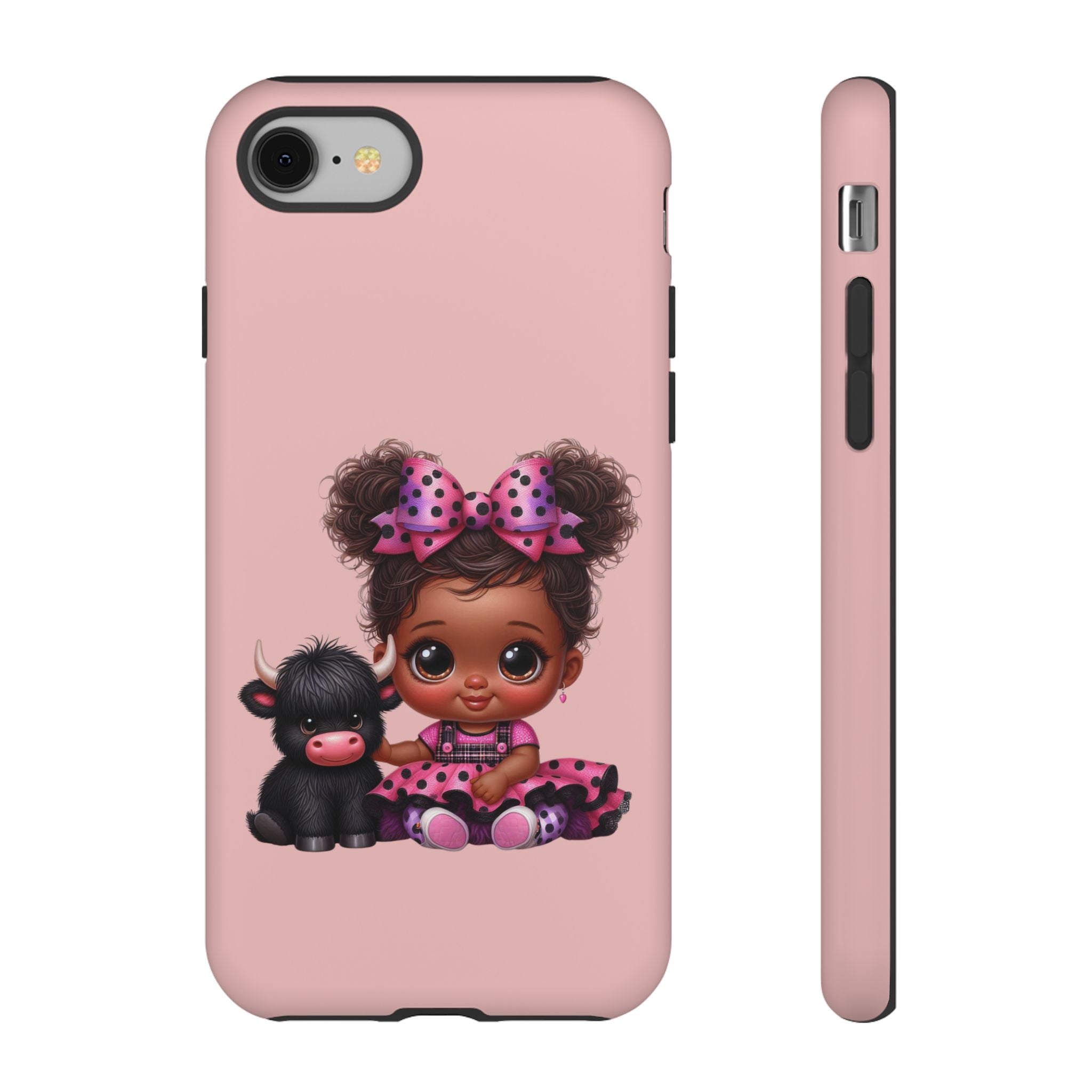 Cute Baby Girl with Plush Cow Phone Case