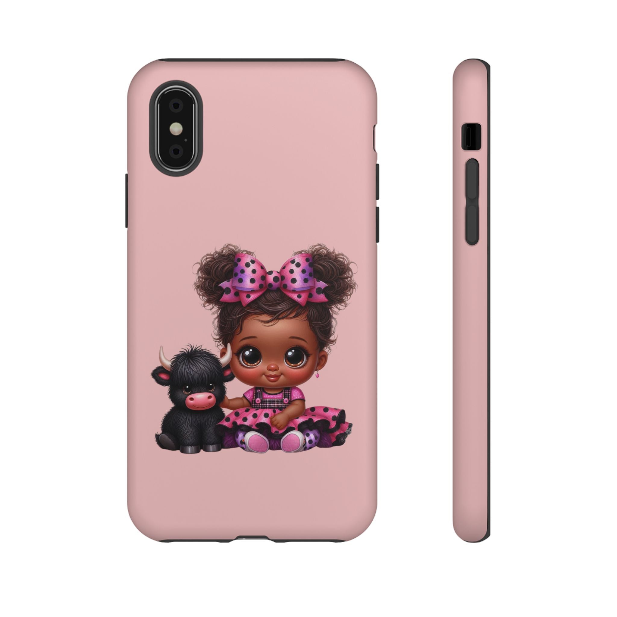 Cute Baby Girl with Plush Cow Phone Case