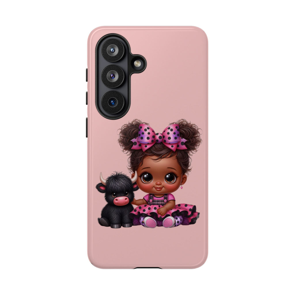 Cute Baby Girl with Plush Cow Phone Case