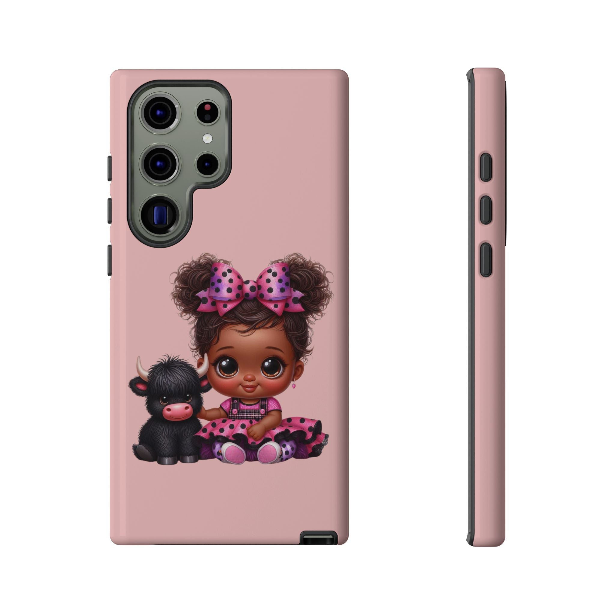 Cute Baby Girl with Plush Cow Phone Case