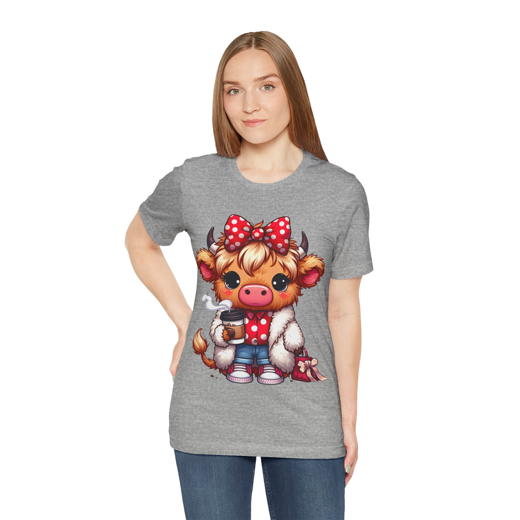 Cow Cute Tee — Cozy Cow with Coffee Graphic T-Shirt