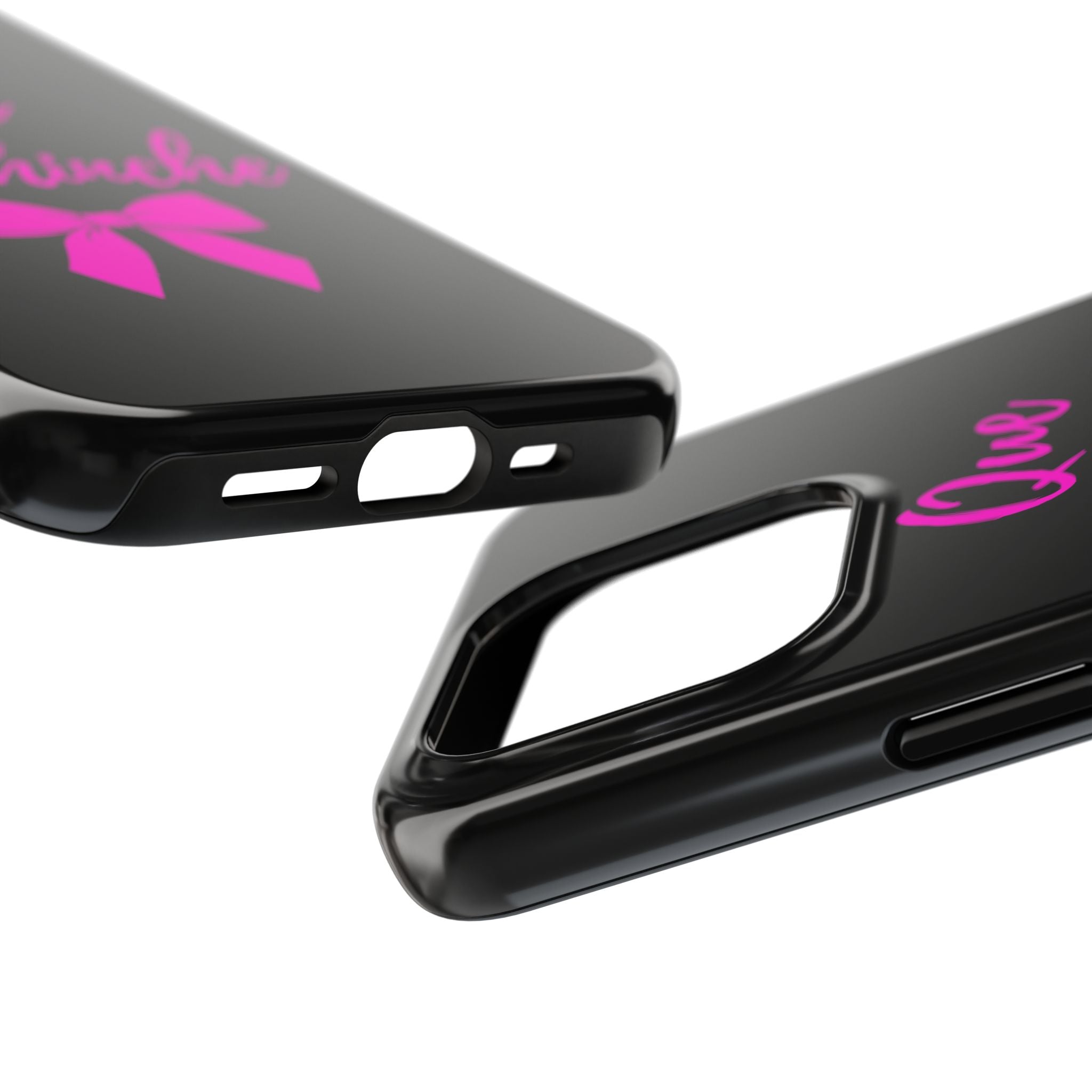 Que Bochinche Phone Case — Pink Script & Bow Tough Protective Cover