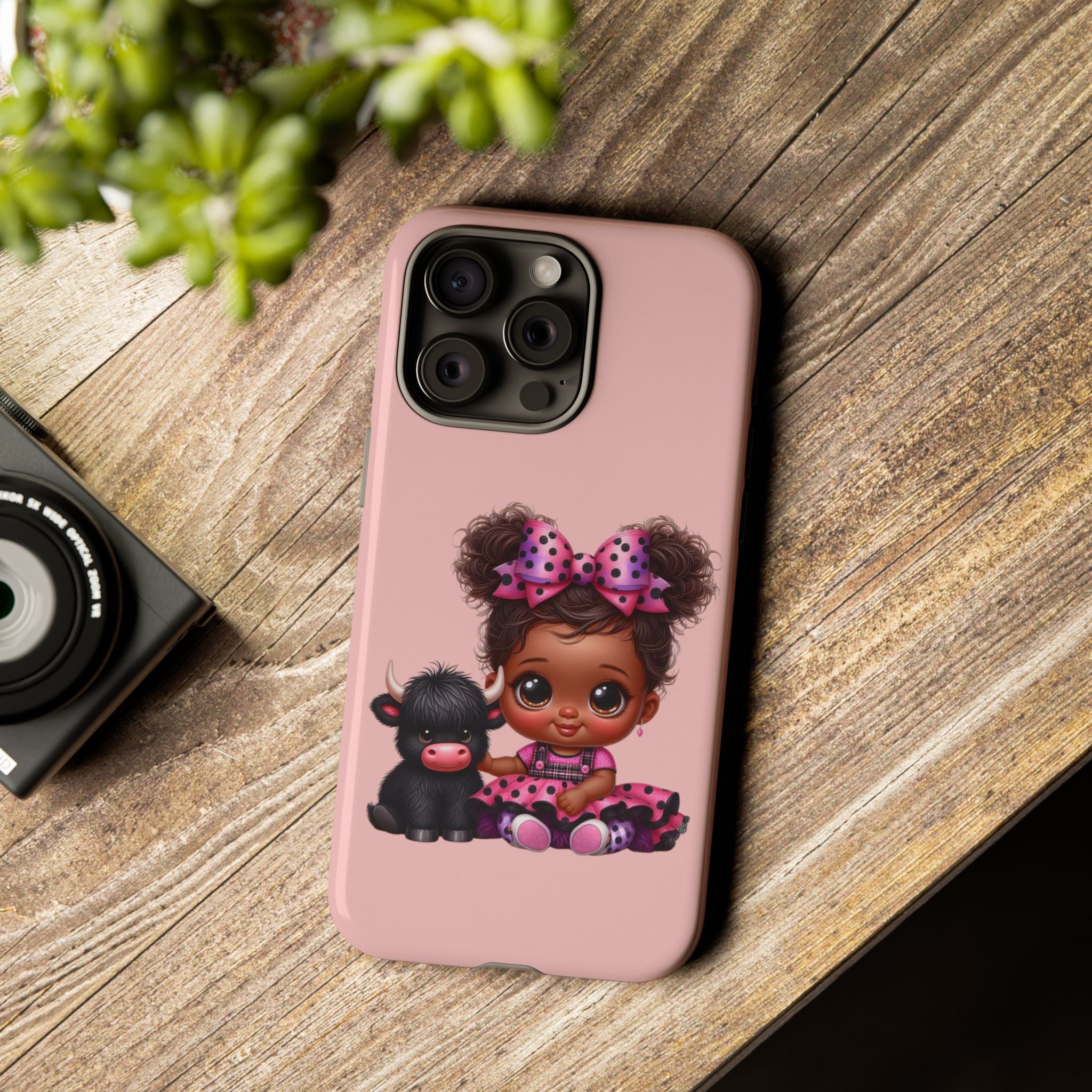 Cute Baby Girl with Plush Cow Phone Case