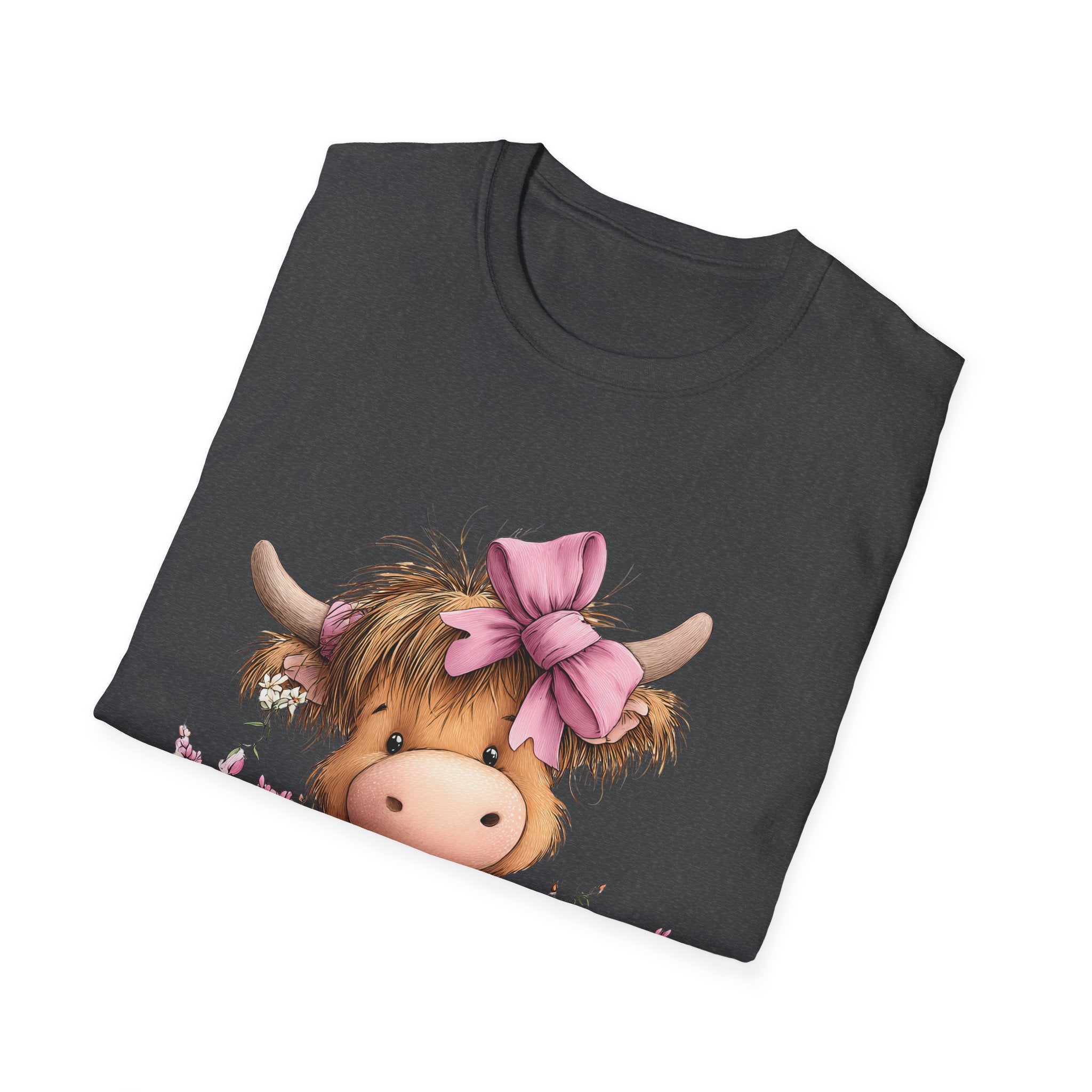Cute Highland Cow Tee — Pink Bow Calf T-Shirt
