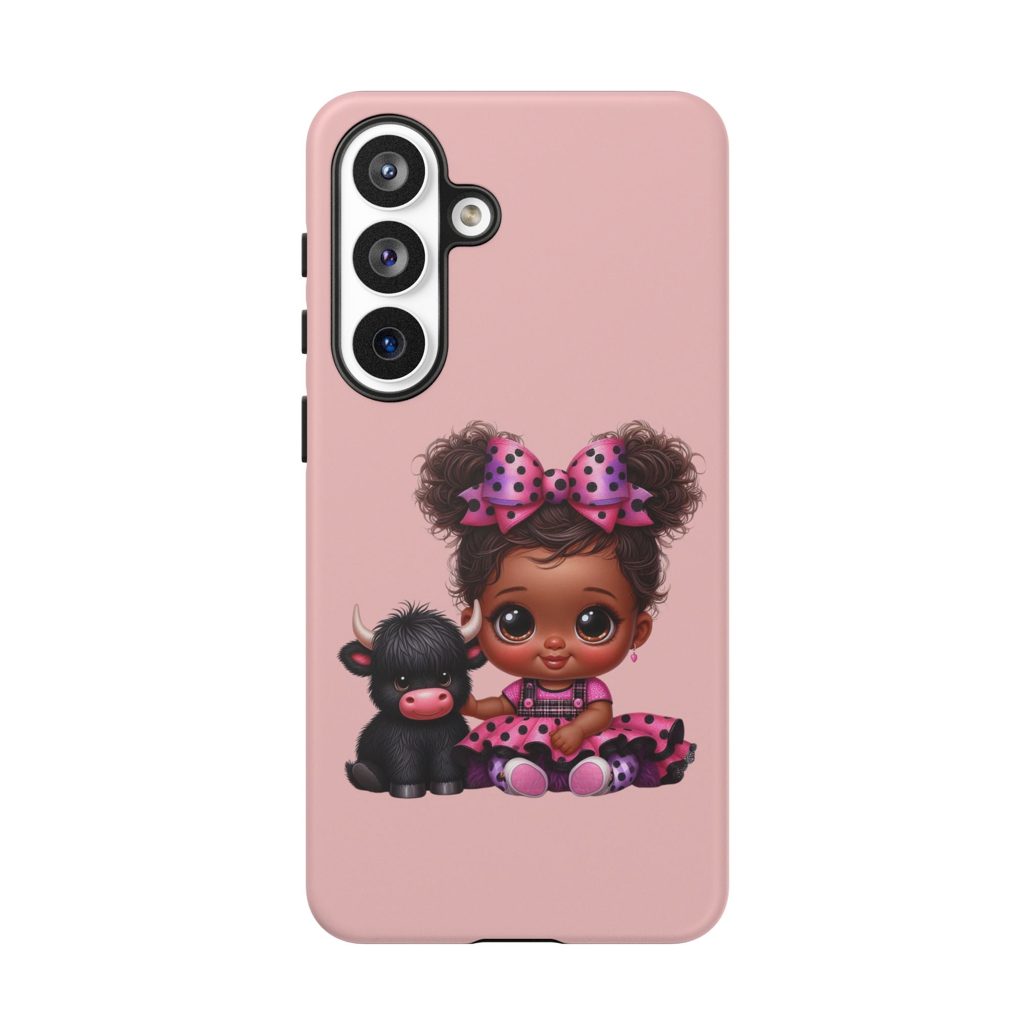 Cute Baby Girl with Plush Cow Phone Case