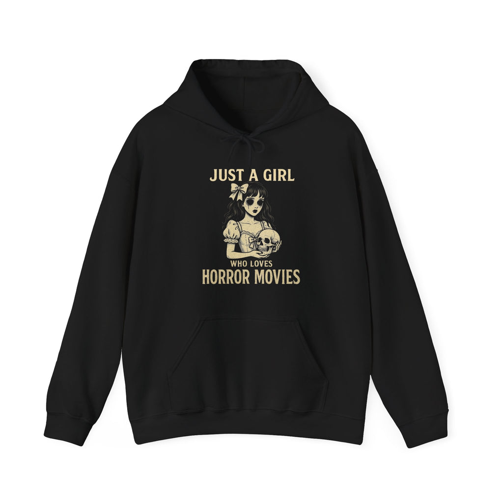 Hoodie — "Just a Girl Who Loves Horror Movies" Cute Gothic Horror Movie Lover Pullover