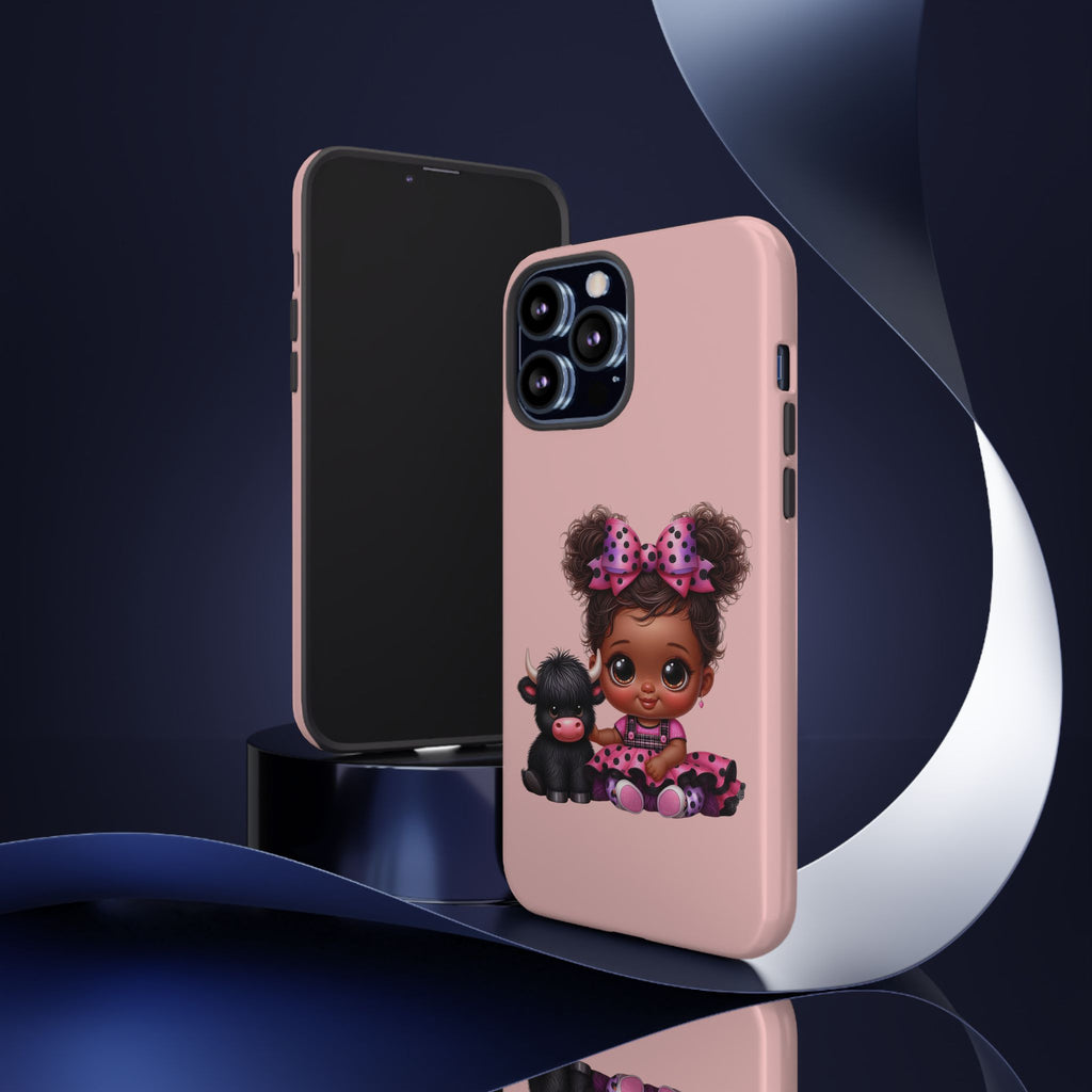 Cute Baby Girl with Plush Cow Phone Case