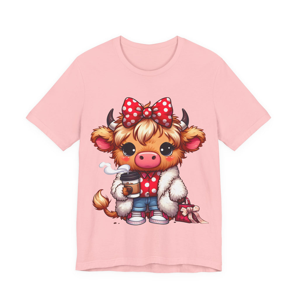 Cow Cute Tee — Cozy Cow with Coffee Graphic T-Shirt